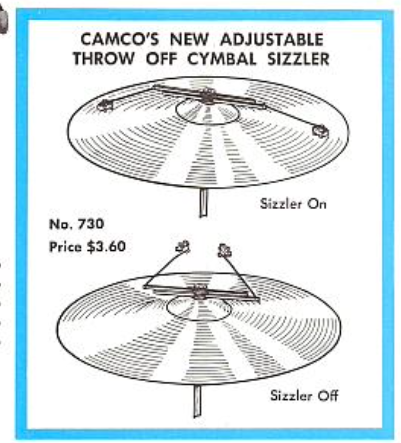 1960s Camco Adjustable Throw Off Cymbal Sizzler No. 730 Rivet Attachment