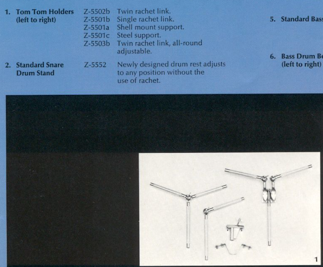 1960s/1970s Sonor Z-5503b Twin Ratchet Link Double Tom Arm Teardrop