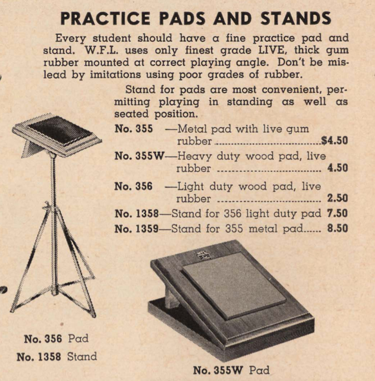 1950s WFL Heavy Duty Wood Practice Pad No. 355W Ludwig