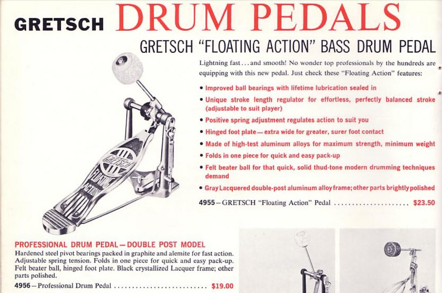 1960s Gretsch No. 4955 Floating Action Bass Drum Pedal