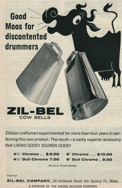 1960s Zildjian 6" Zil-Bel Polished Chrome Cow Bell Rogers No. 4604