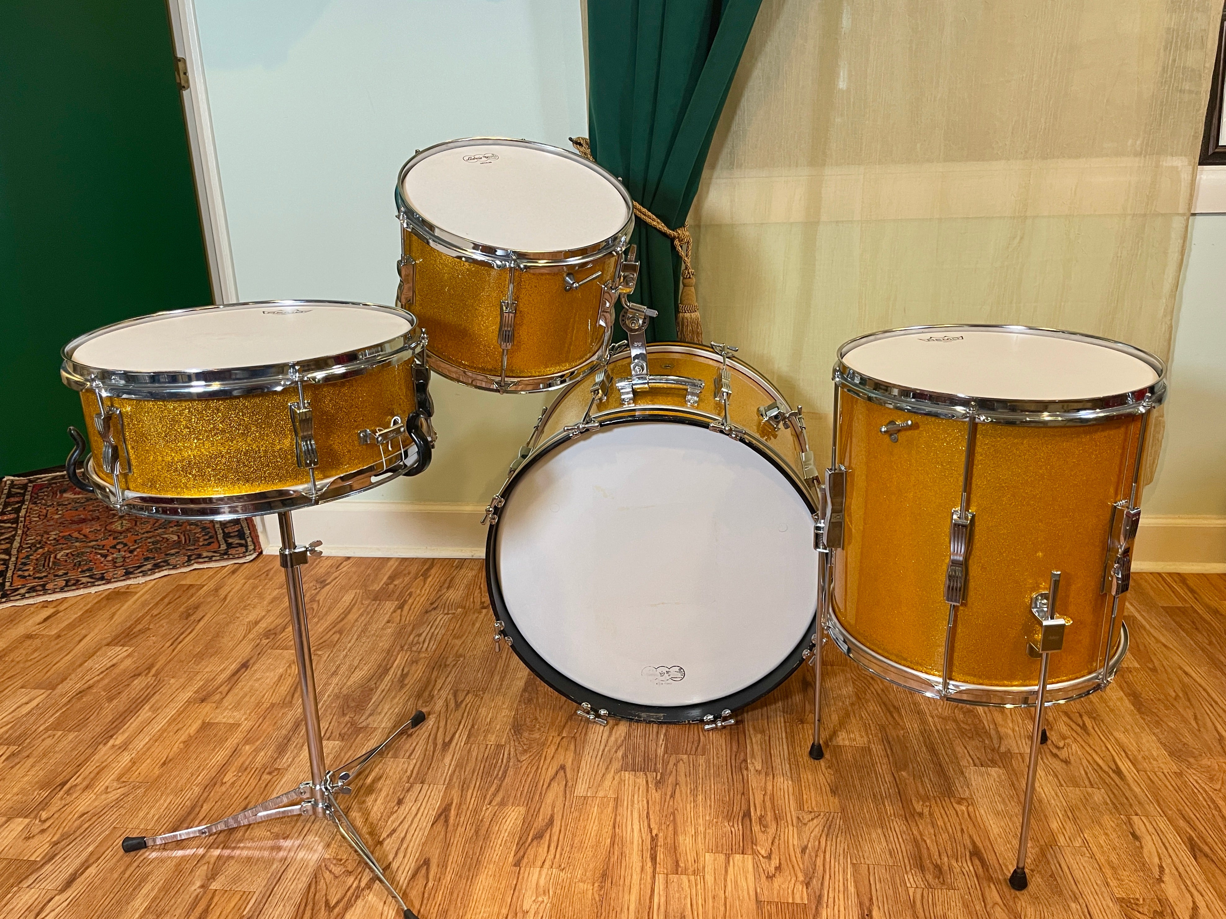 1966 Ludwig Club Date Drum Set Gold Sparkle 20/12/14/5x14