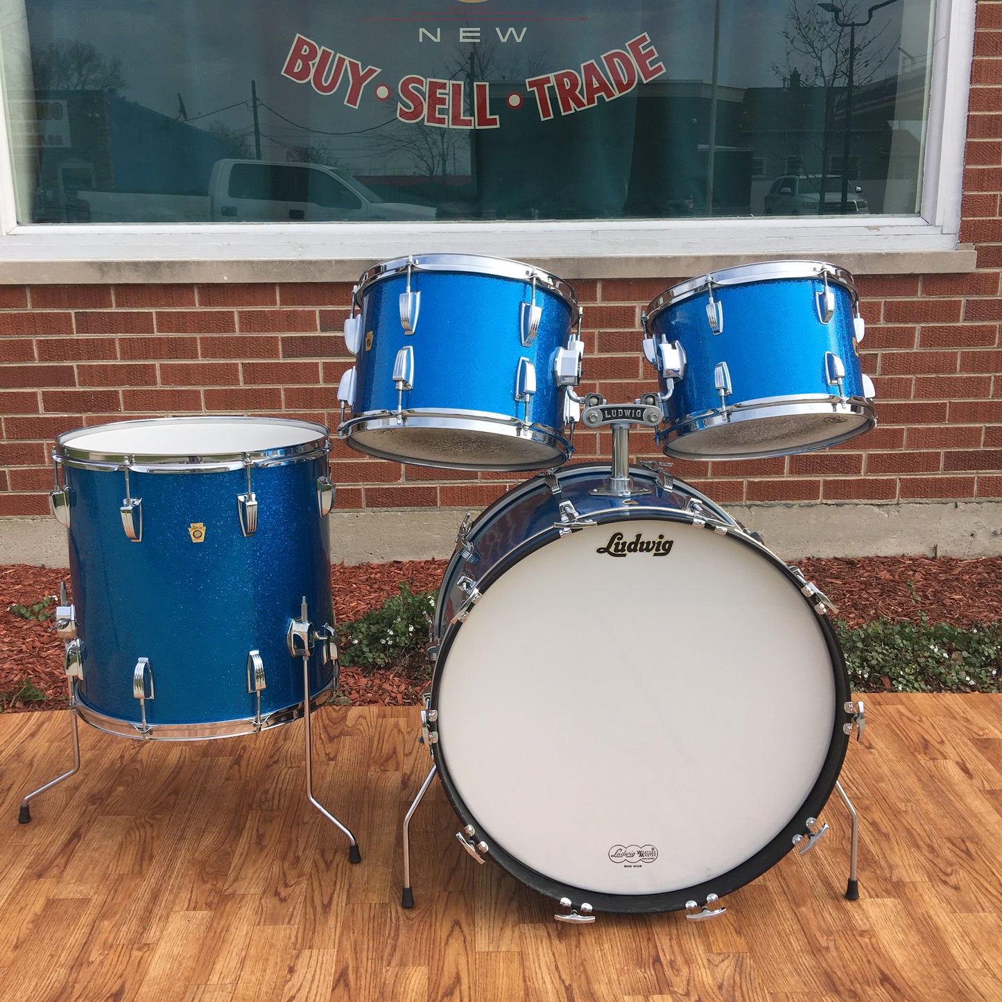 1968 Ludwig Hollywood Drum Set Blue Sparkle