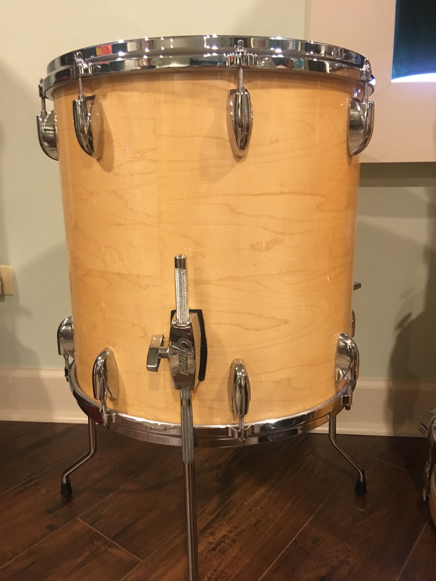 1980s Gretsch Square Badge 16X16 Floor Tom Natural Maple