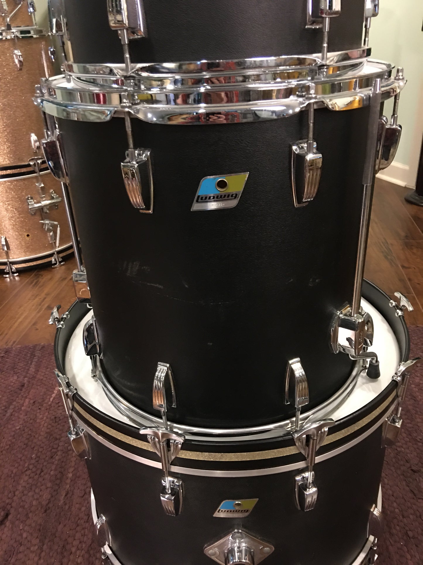 1970 Ludwig Hollywood Drum Set Black Panther 22/12/13/16