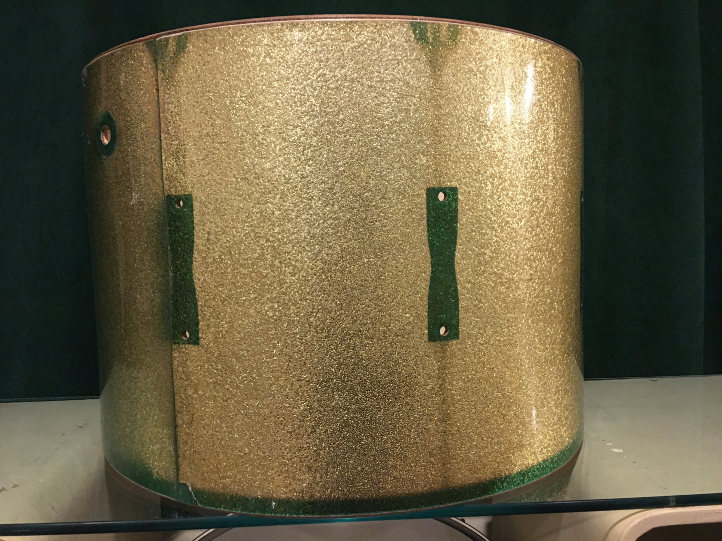 1960s Ludwig 14x20 Club Date Bass Drum Shell Green Sparkle Keystone