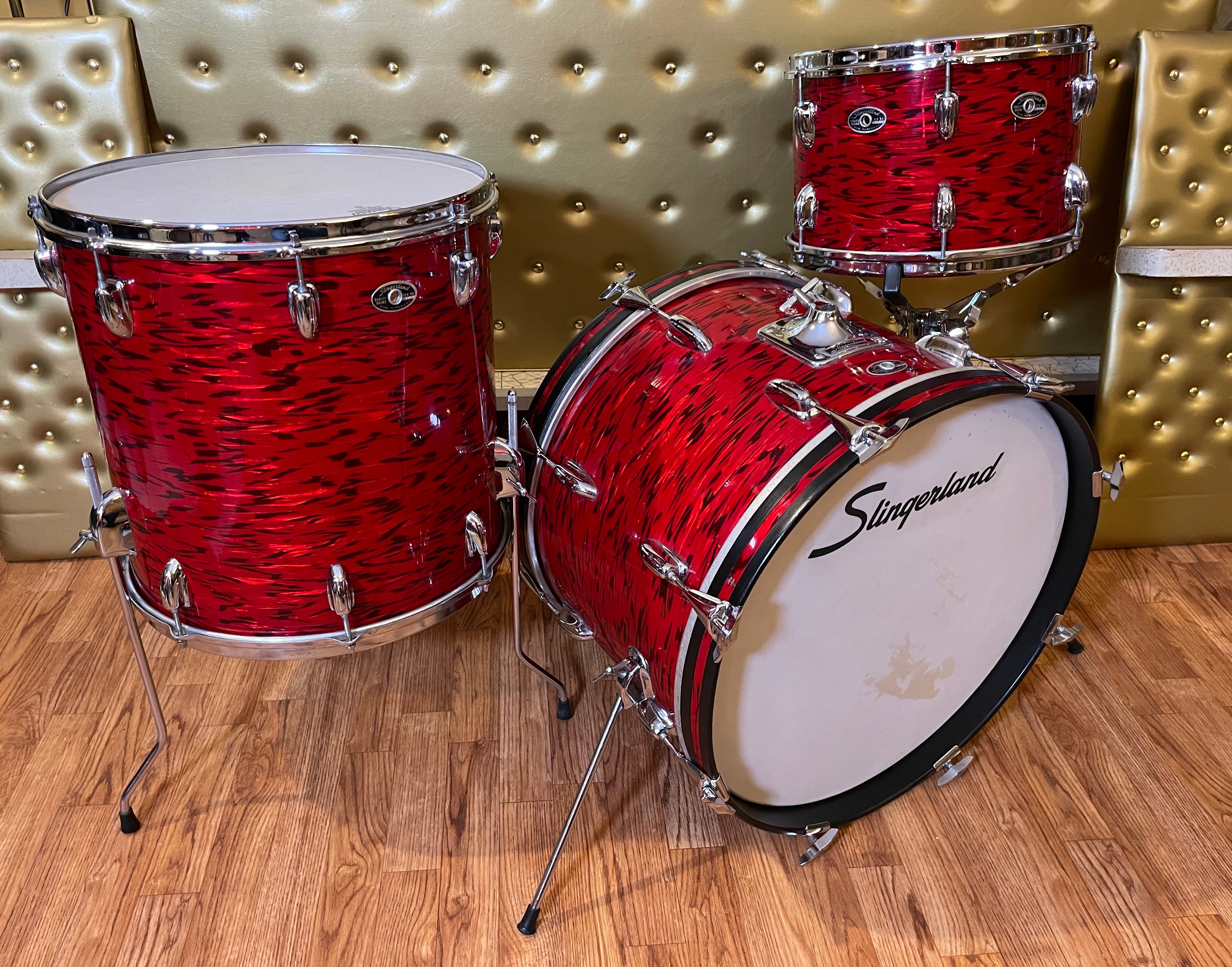 1970s Slingerland Red Tiger Drum Set 20/12/13/16 – Drugan's Drums