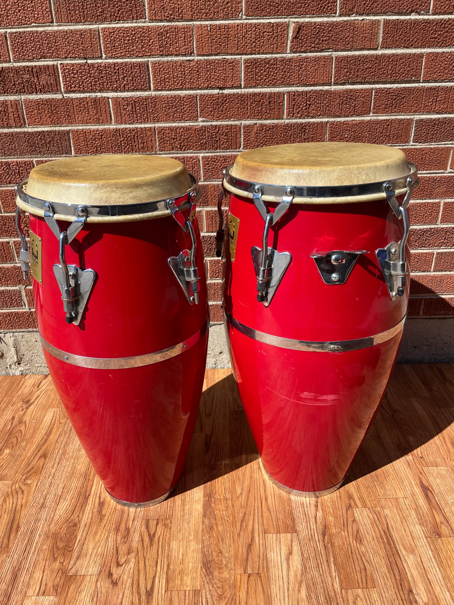 Toca Fiberglass Conga Pair 10" & 11" Red