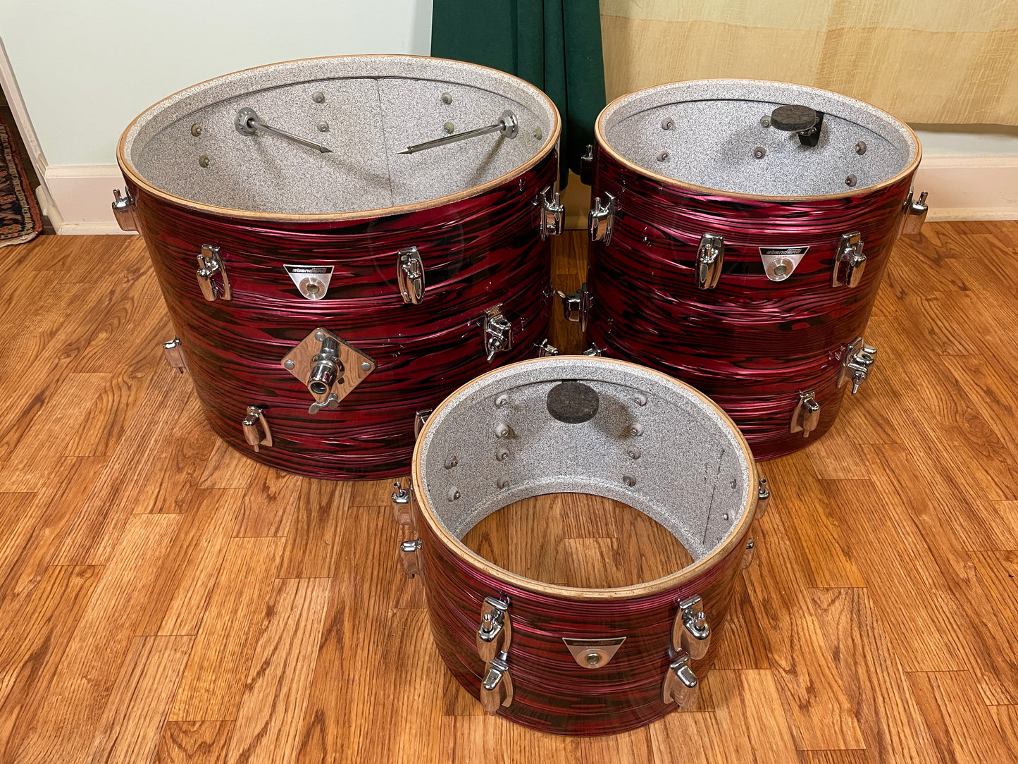 1971 Ludwig Standard Drum Set Ruby Red Strata 20/12/14/5x14