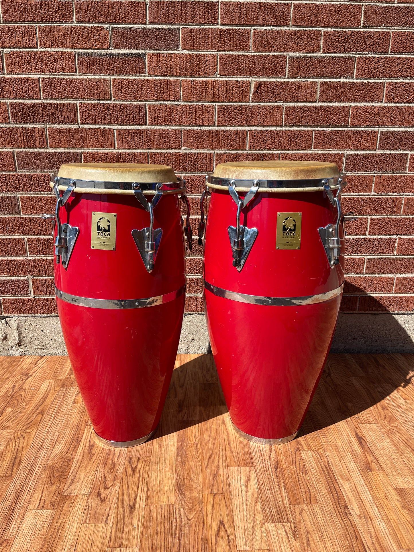 Toca Fiberglass Conga Pair 10" & 11" Red