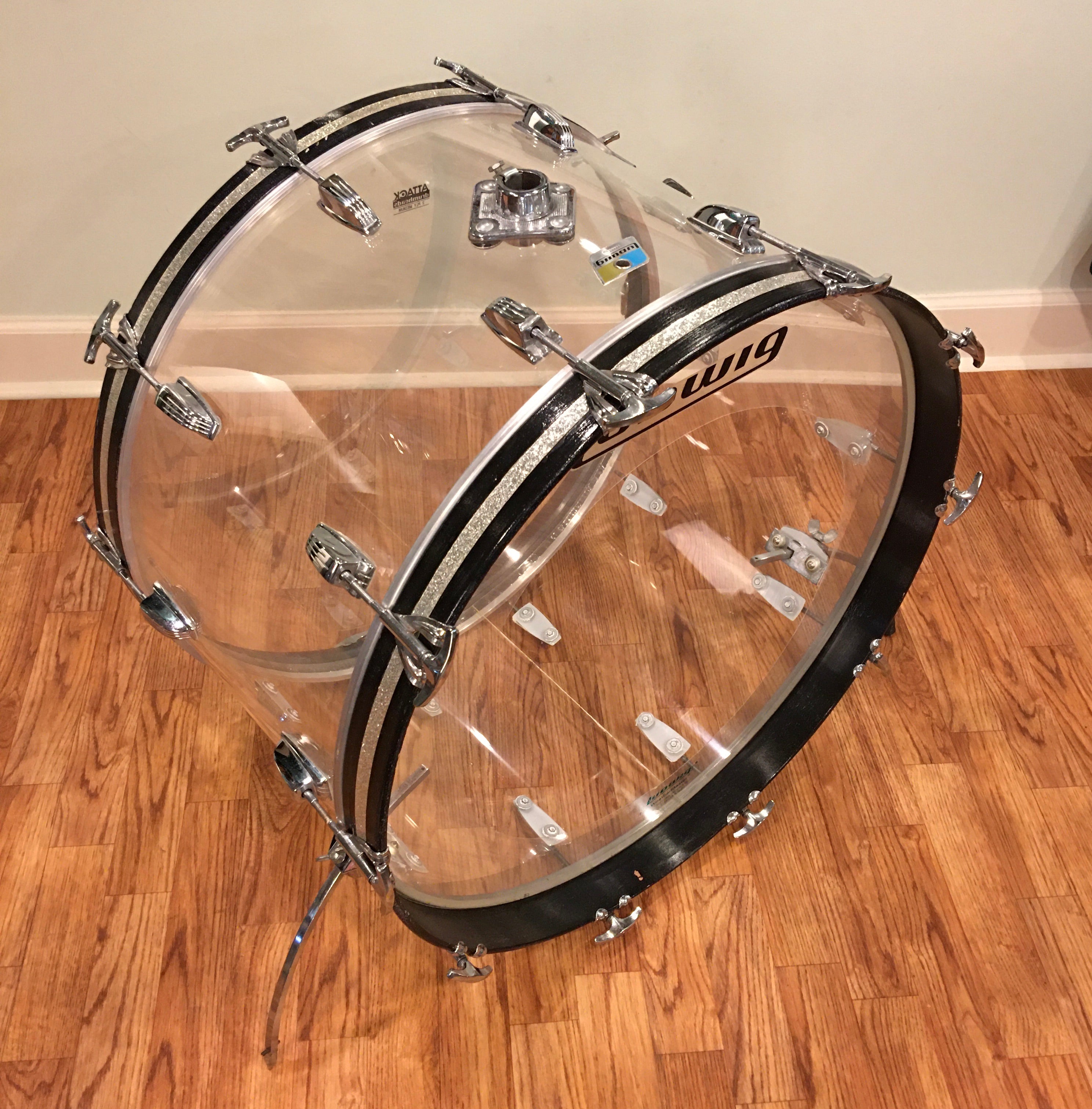 1970s Ludwig 14x24 Clear Vistalite Bass Drum Great Condition Drugan s Drums Guitars