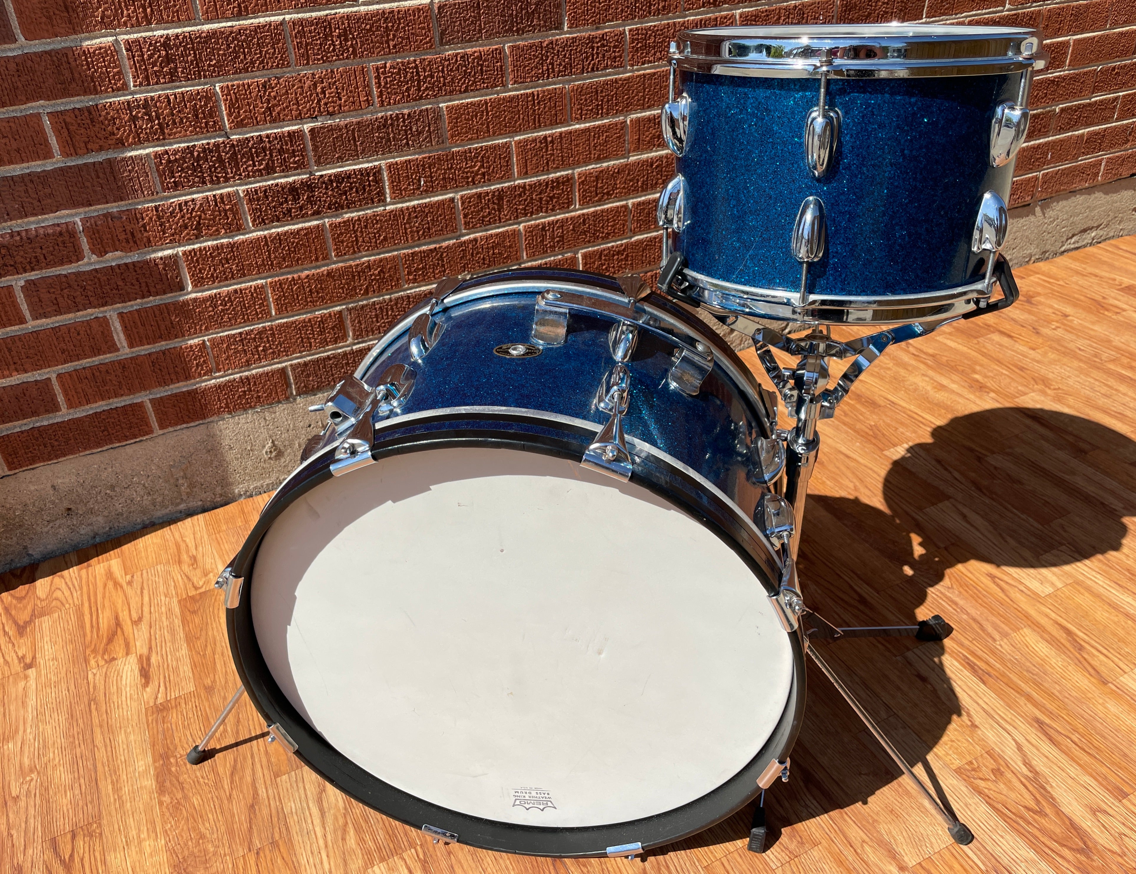 1956-59 Slingerland 2-N Jobbing Outfit Drum Set Blue Sparkle 20/12