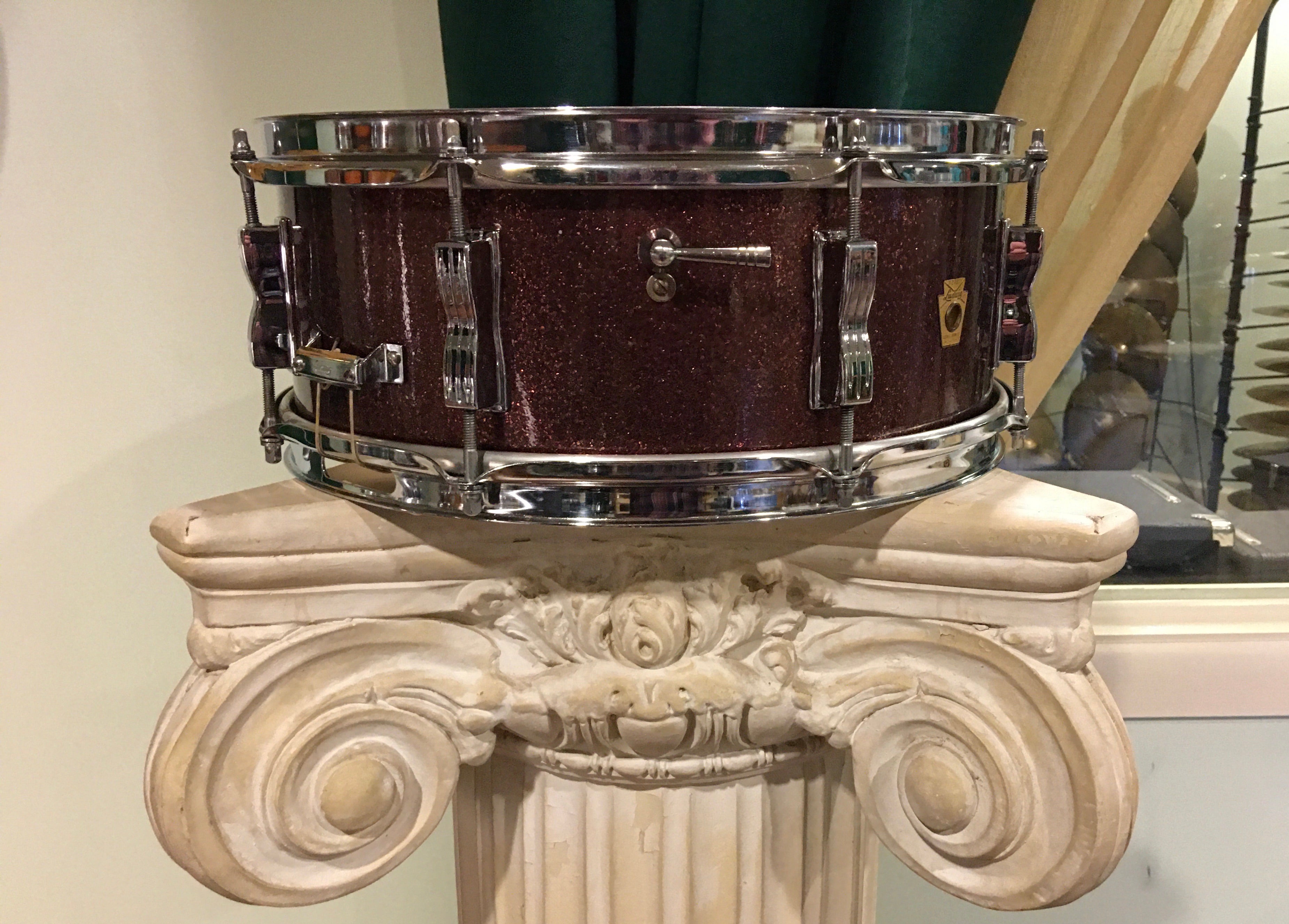 1966 Ludwig 5x14 Jazz Festival Snare Drum Burgundy Sparkle