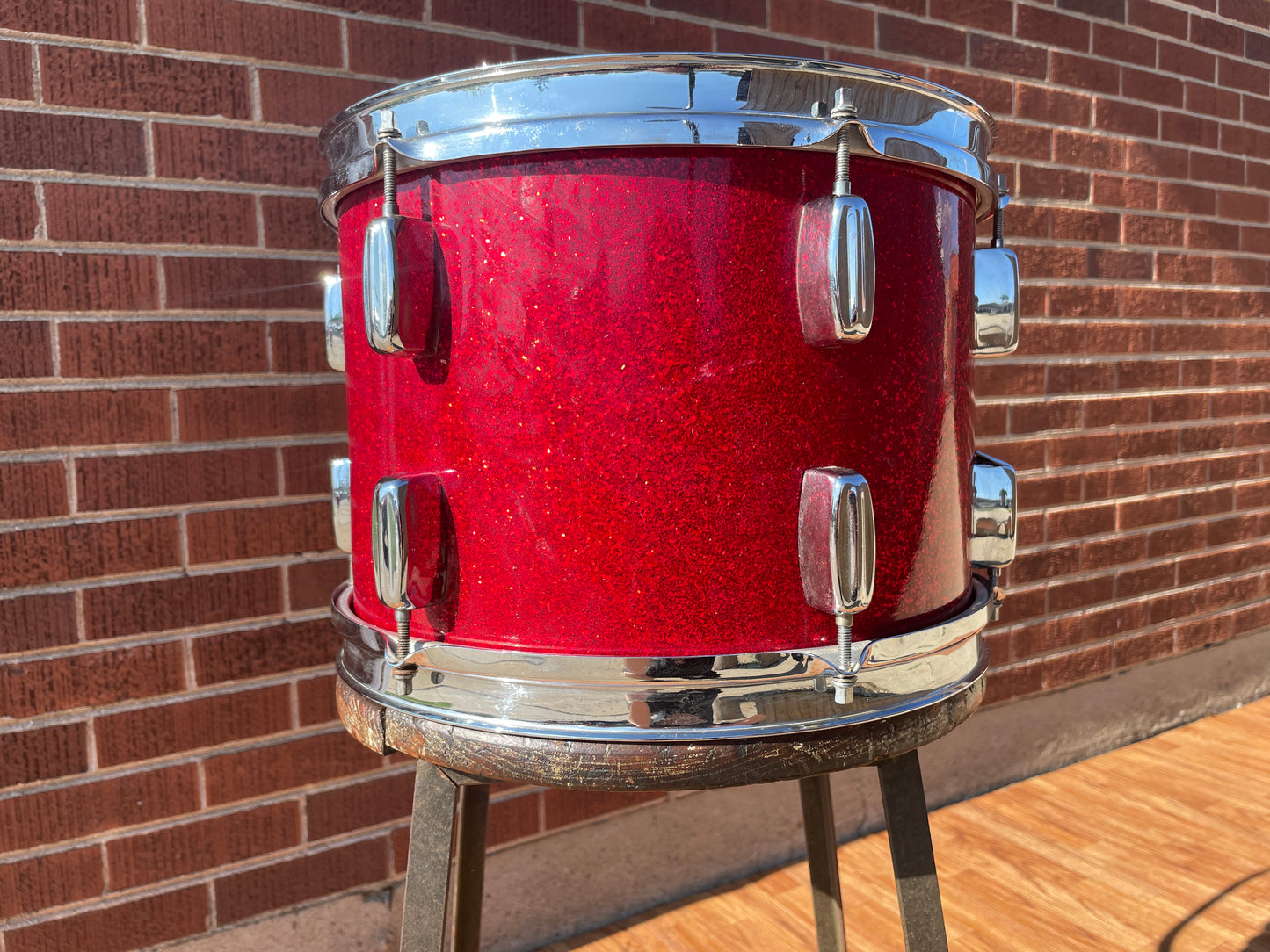 1960s Rogers 9x13 Holiday Tom Drum Sparkling Red Pearl Cleveland Glass Glitter Sparkle