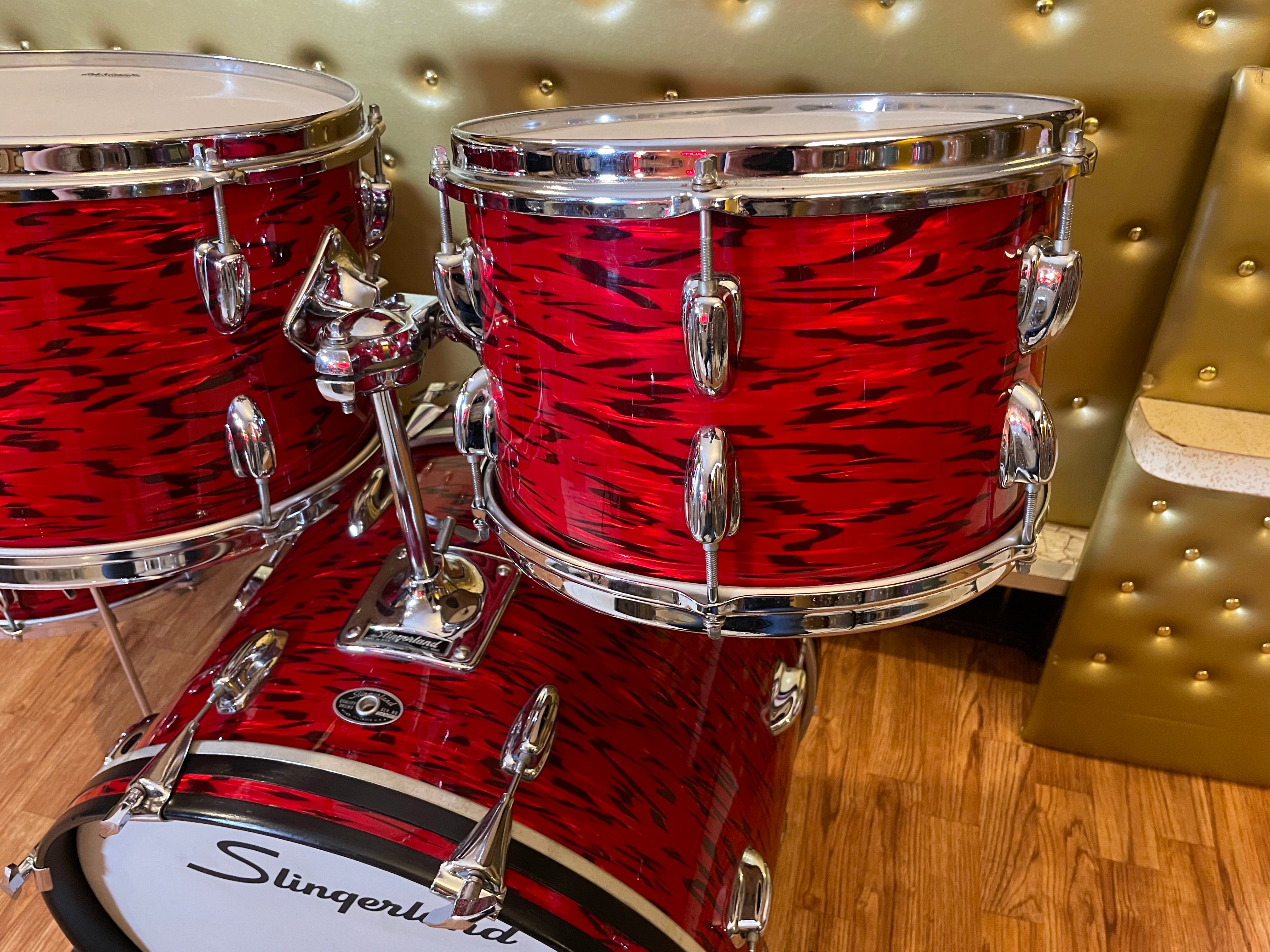 1970s Slingerland Red Tiger Drum Set 20/12/13/16 – Drugan's Drums