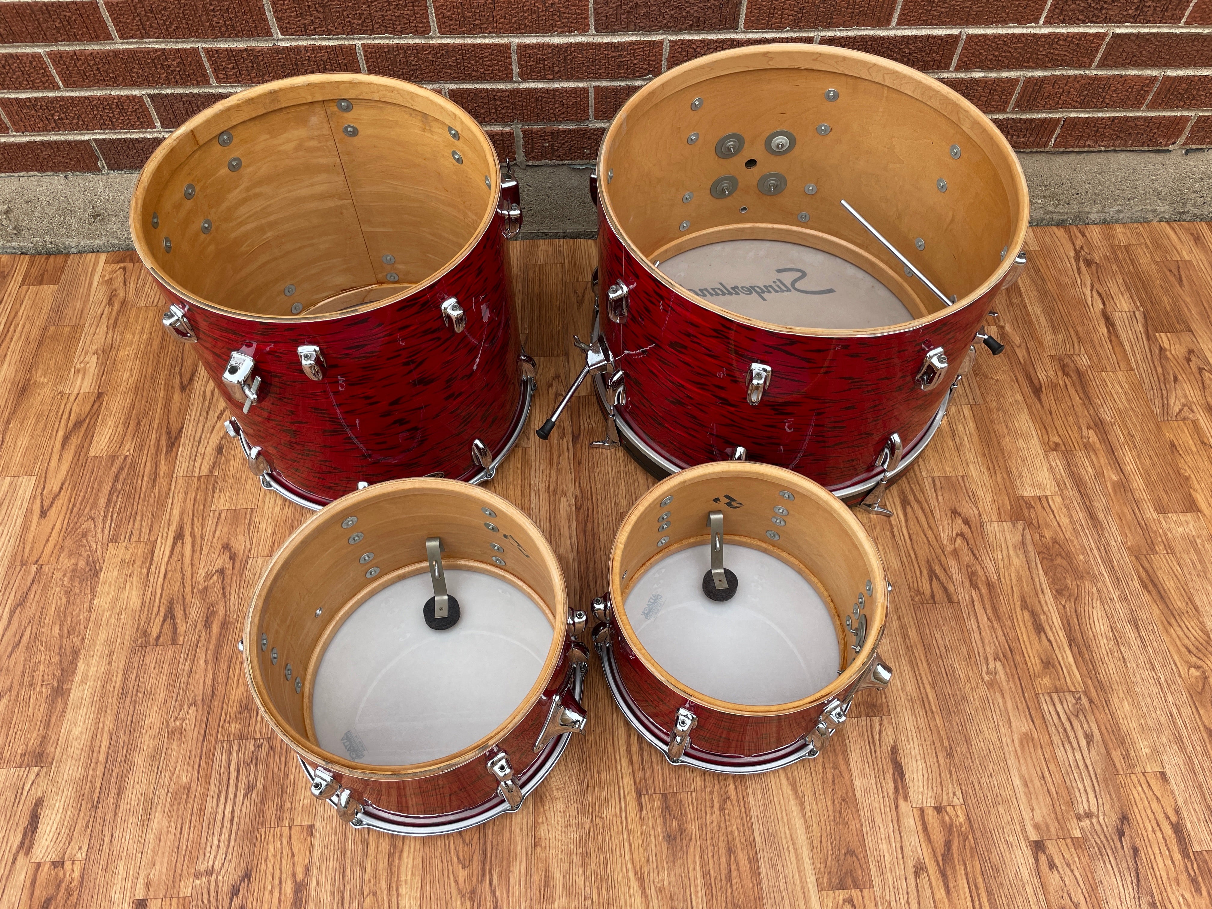 1970s Slingerland Red Tiger Drum Set 20/12/13/16 – Drugan's Drums