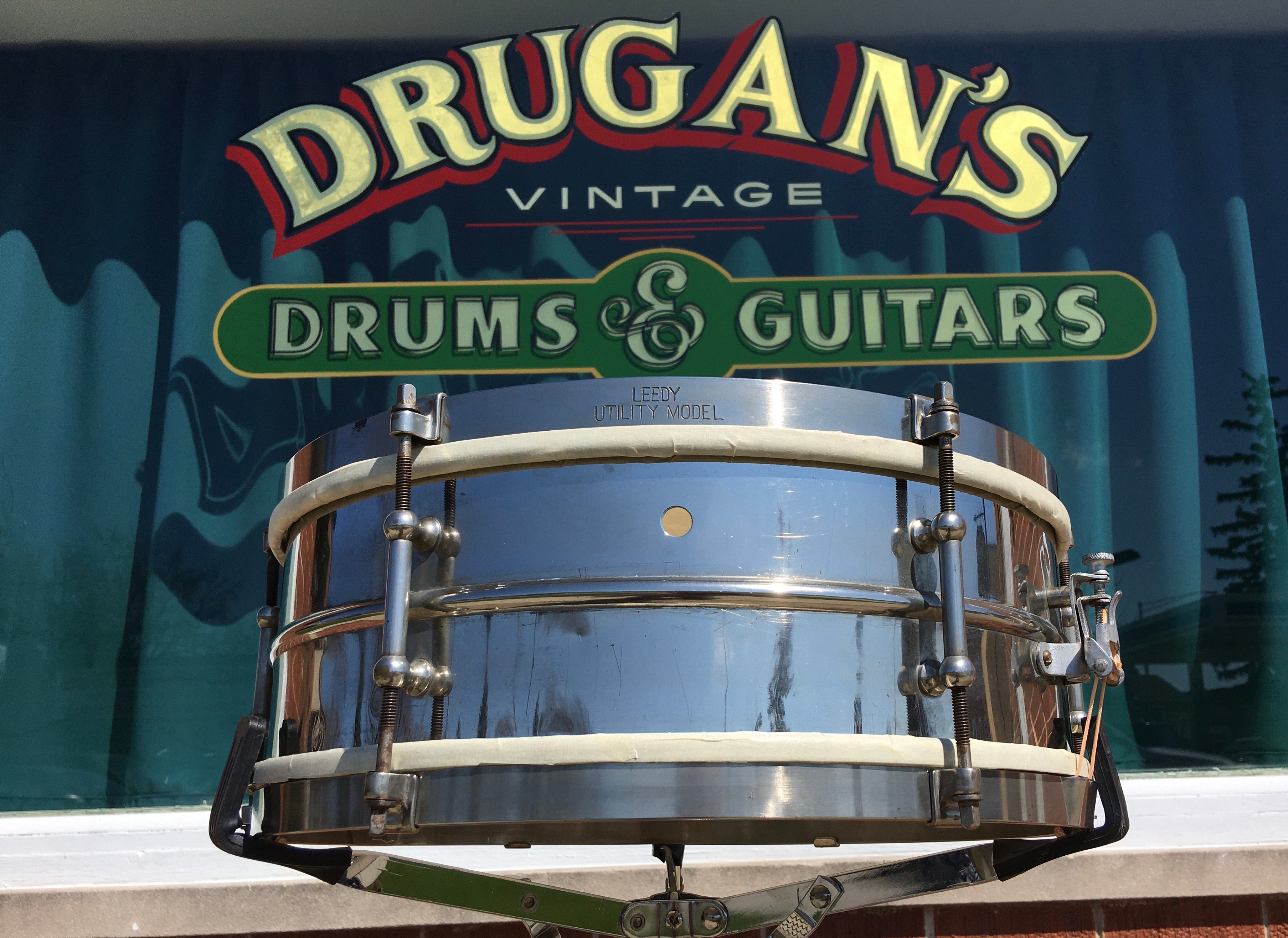 1920s Leedy 5x14 Utility Model Snare Drum - Nickel Over Brass – Drugan's  Drums & Guitars