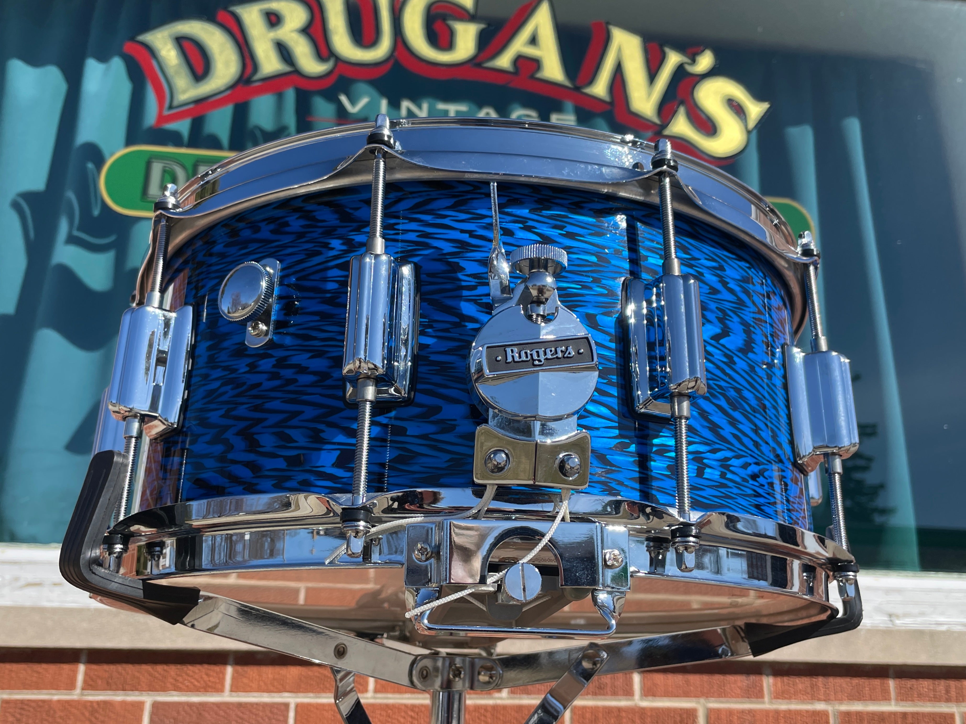 Rogers 6.5x14 Wood Dyna-Sonic Snare Drum Blue Onyx Dynasonic Reissue #37-BLO