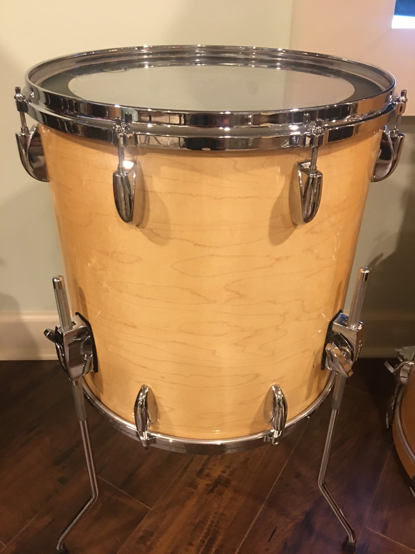 1980s Gretsch Square Badge 16X16 Floor Tom Natural Maple