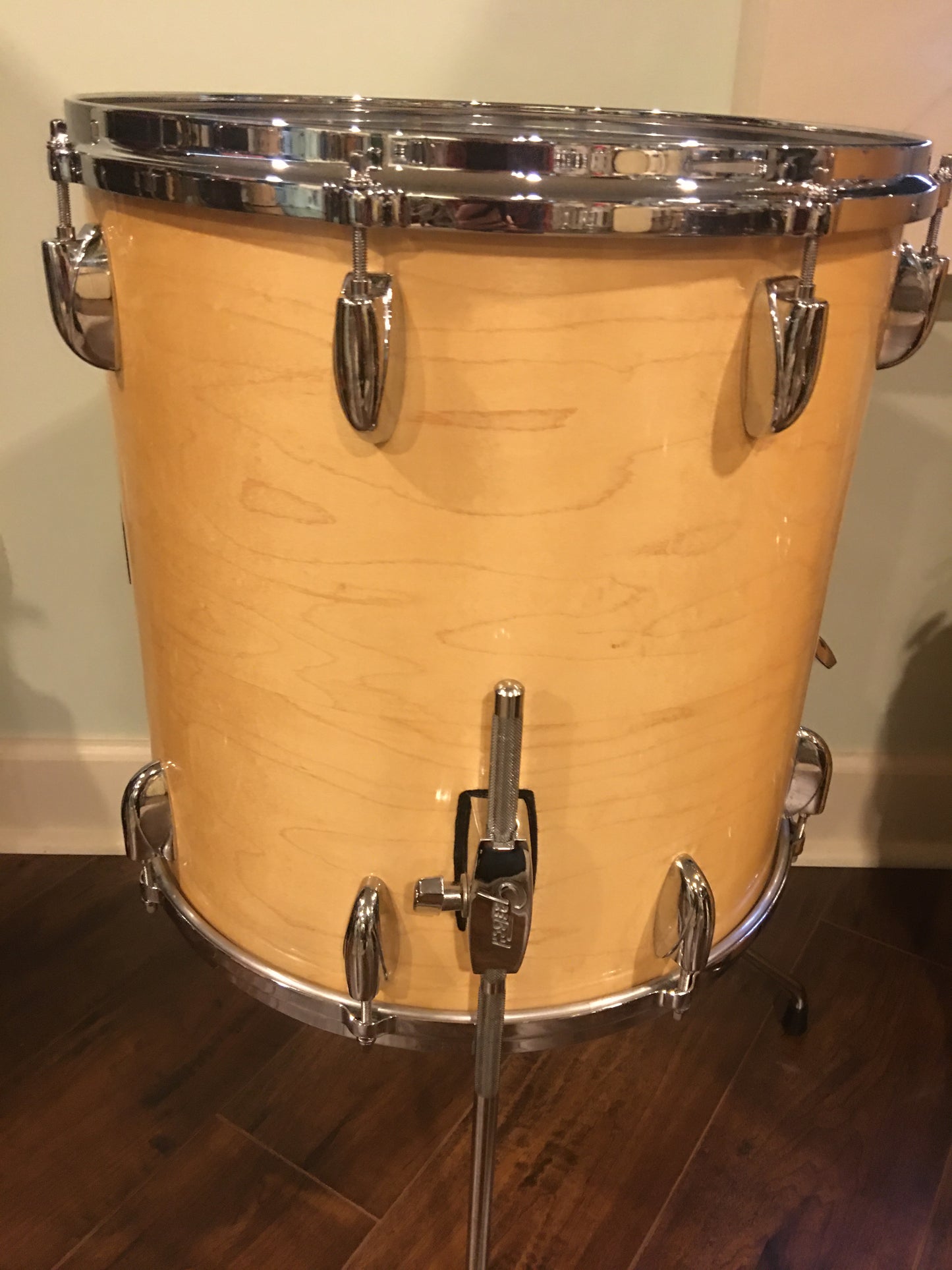 1980s Gretsch Square Badge 16X16 Floor Tom Natural Maple