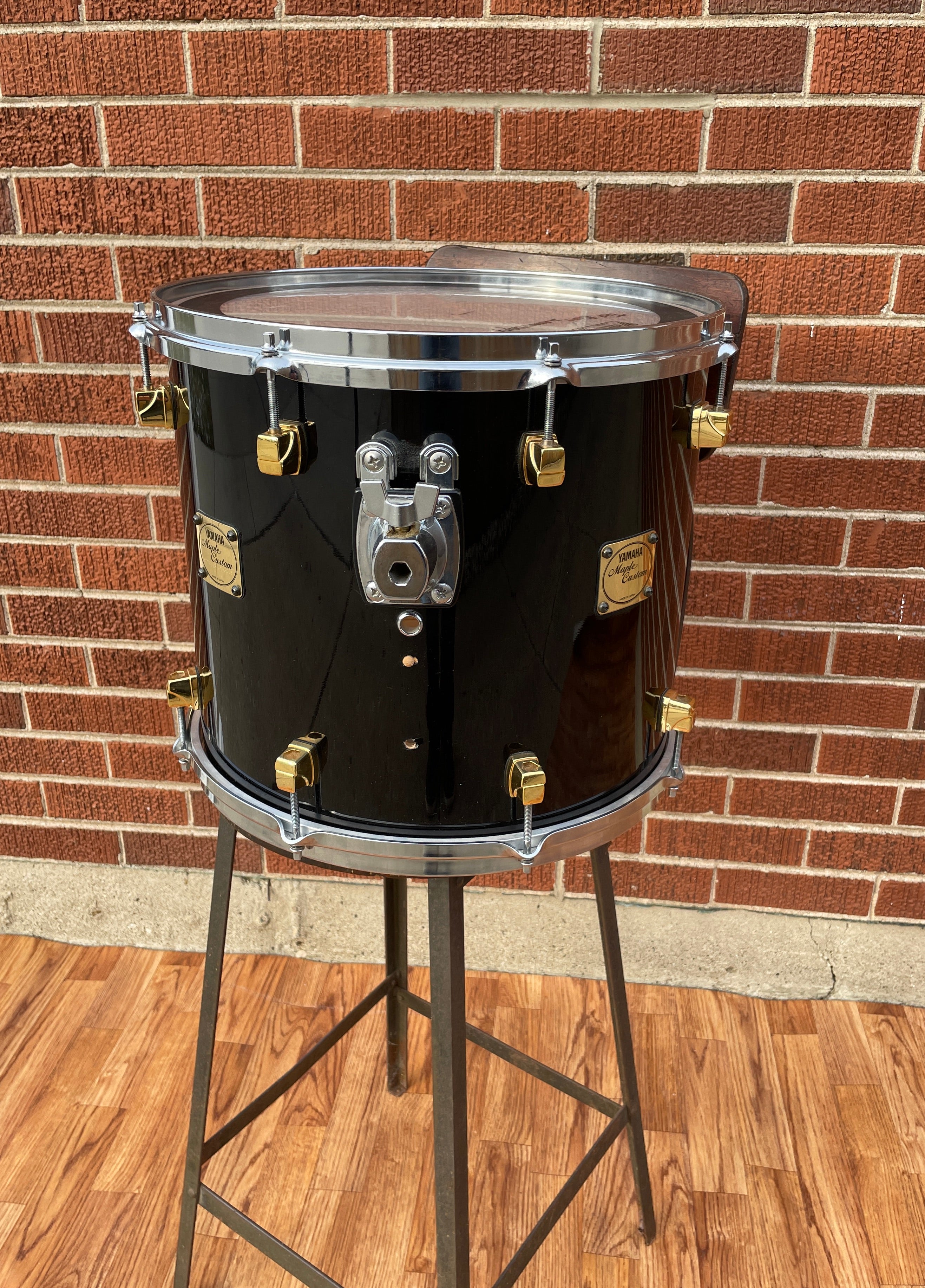 1990s Yamaha 15x13 Maple Custom Floor Tom Single Piano Black 13x15 