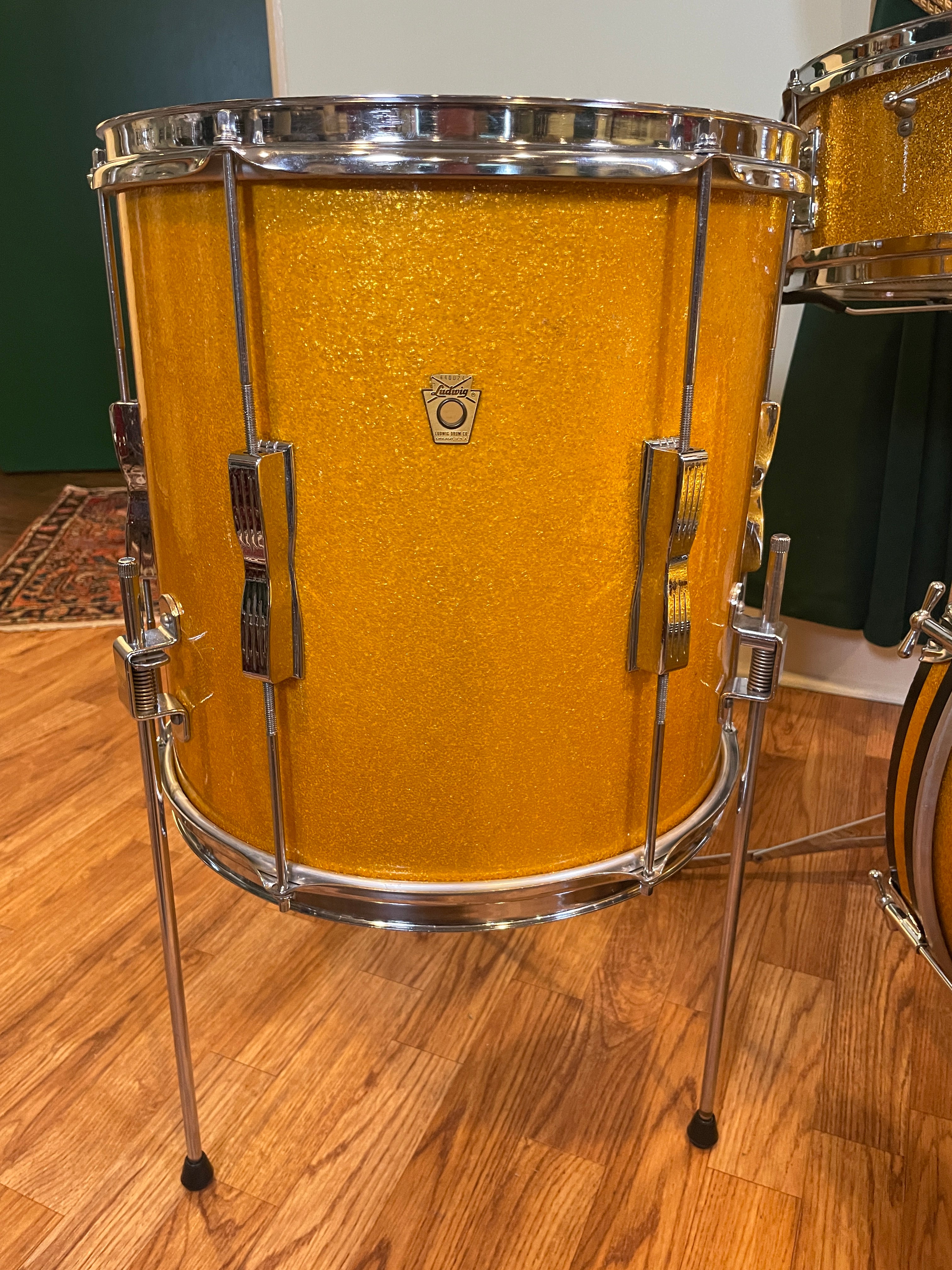 1966 Ludwig Club Date Drum Set Gold Sparkle 20/12/14/5x14