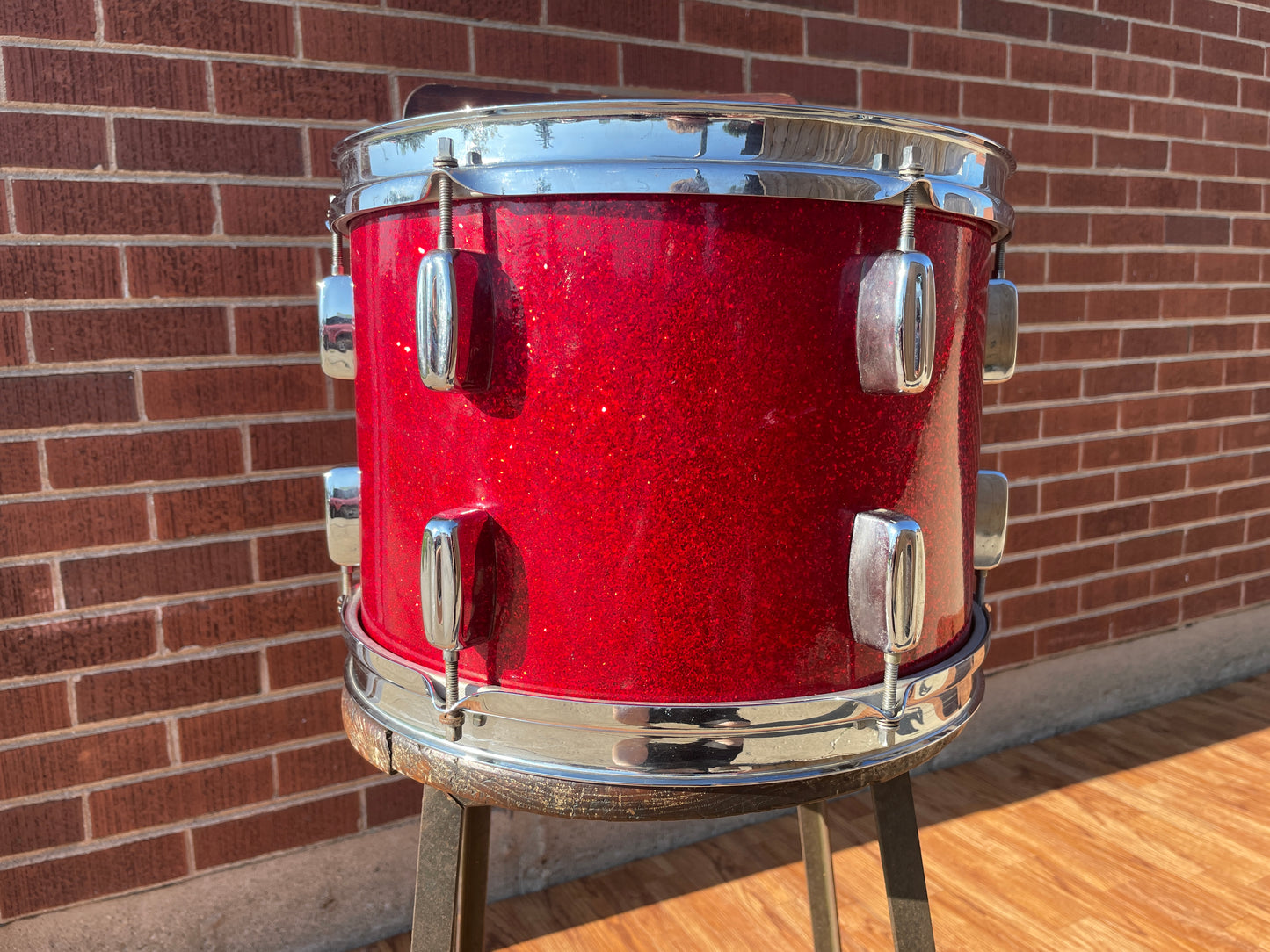 1960s Rogers 9x13 Holiday Tom Drum Sparkling Red Pearl Cleveland Glass Glitter Sparkle