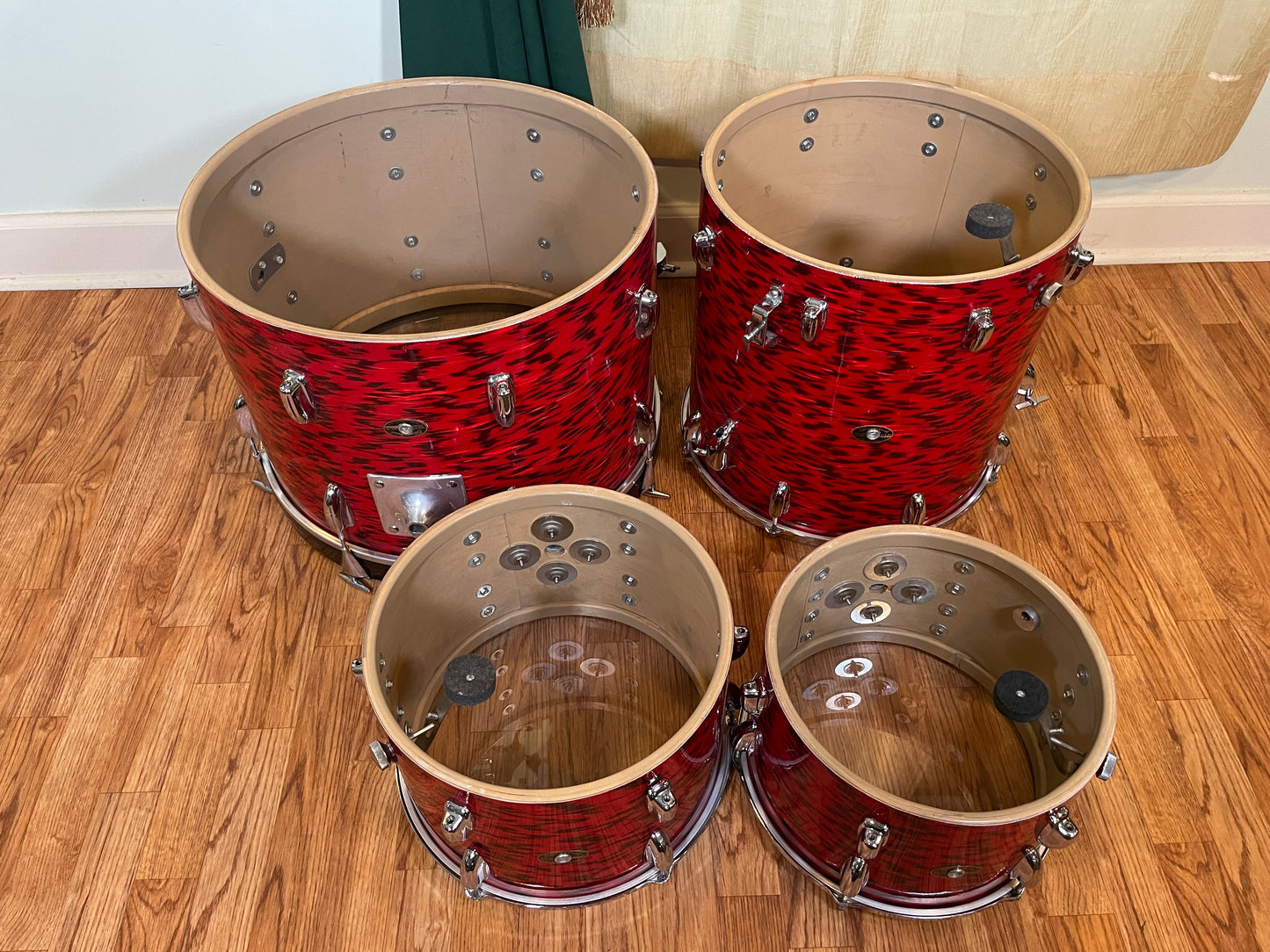 1960s Slingerland Red Tiger Drum Set 20/12/13/16