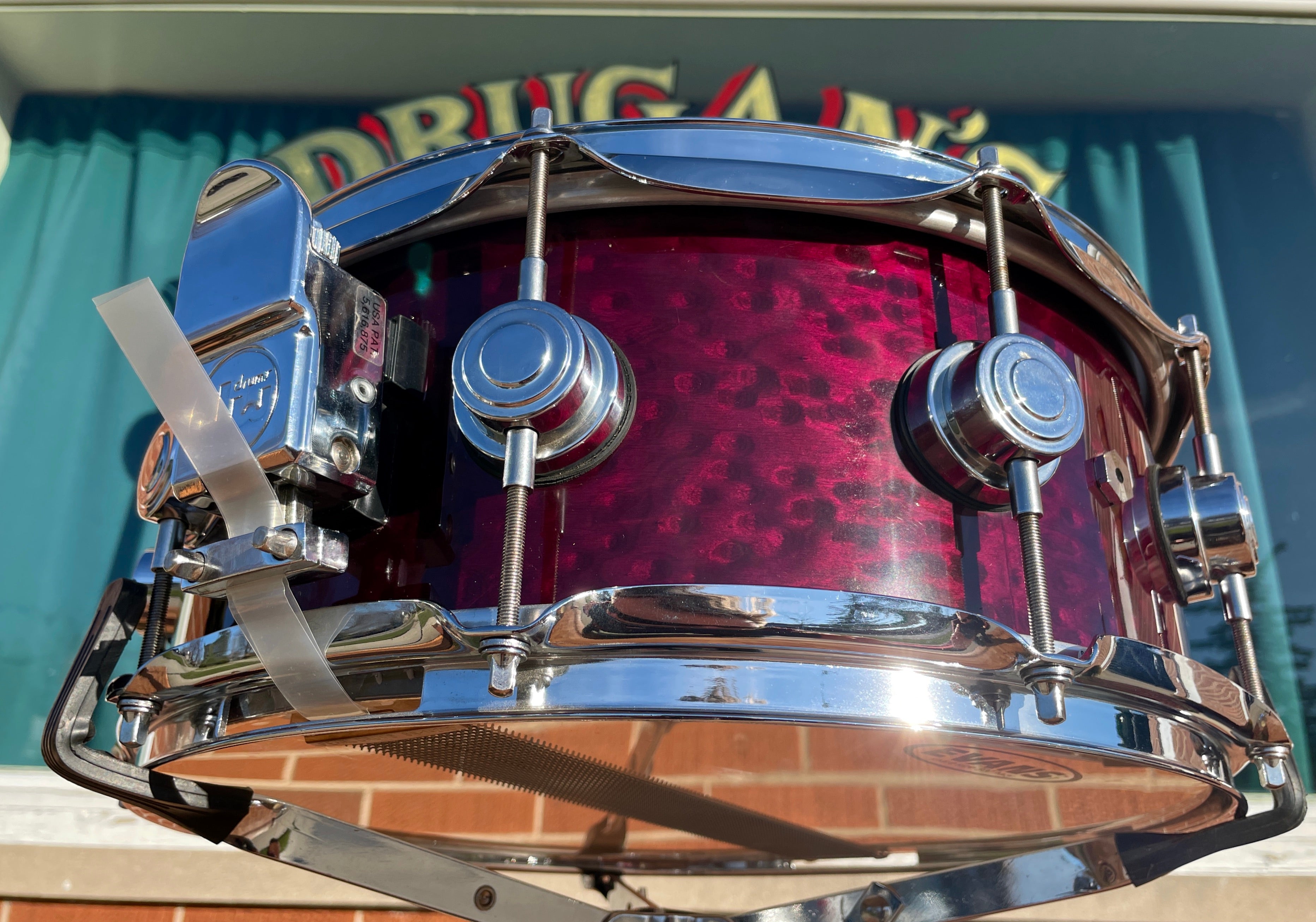 1998 Drum Workshop 5.5x14 Birdseye Maple Snare Drum Burgundy Wine