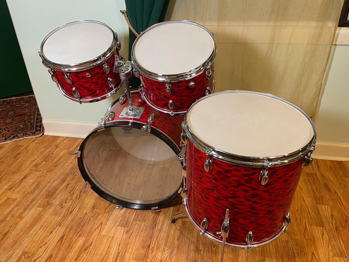 1960s Slingerland Red Tiger Drum Set 20/12/13/16