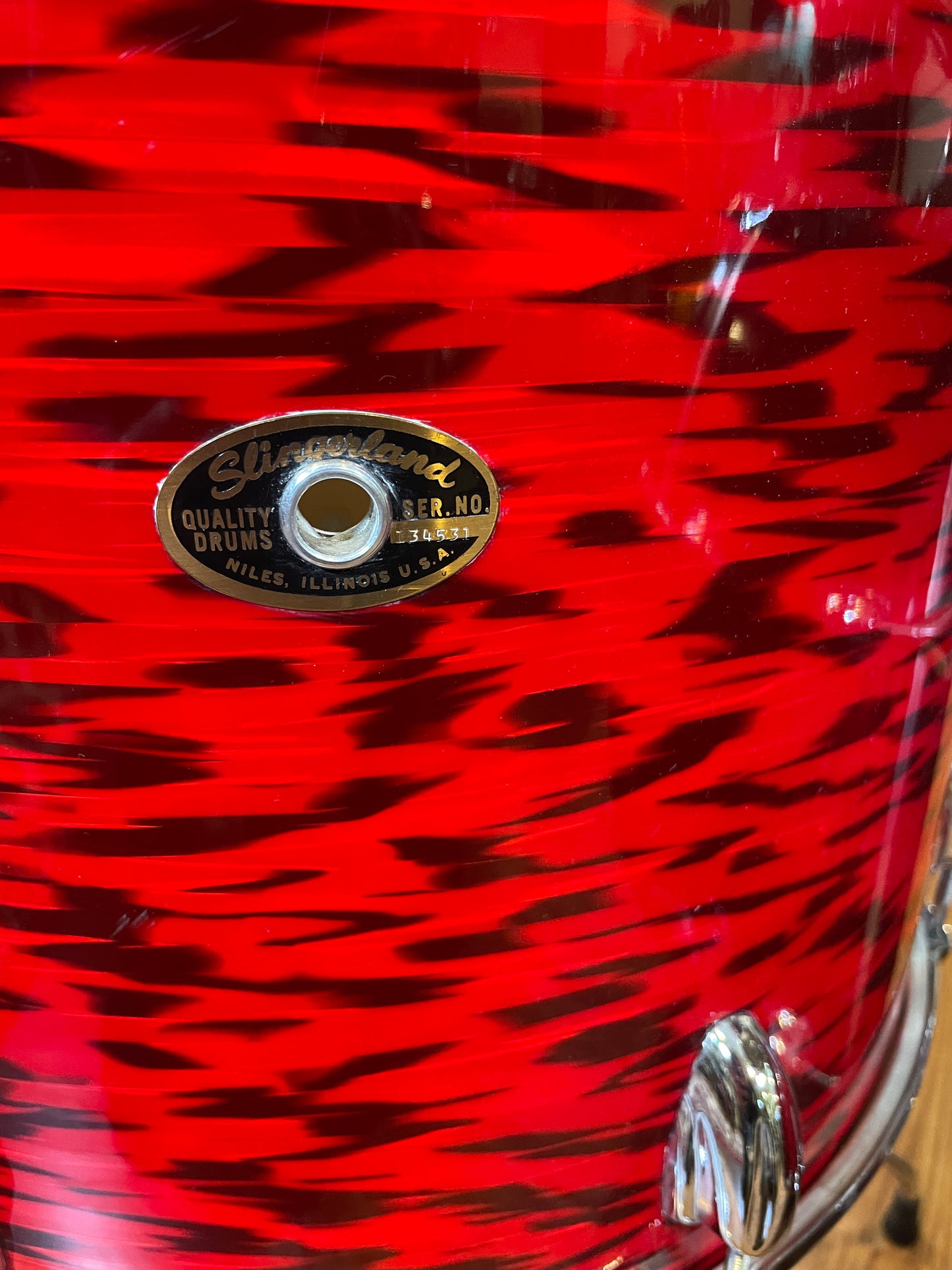 1960s Slingerland Red Tiger Drum Set 20/12/13/16