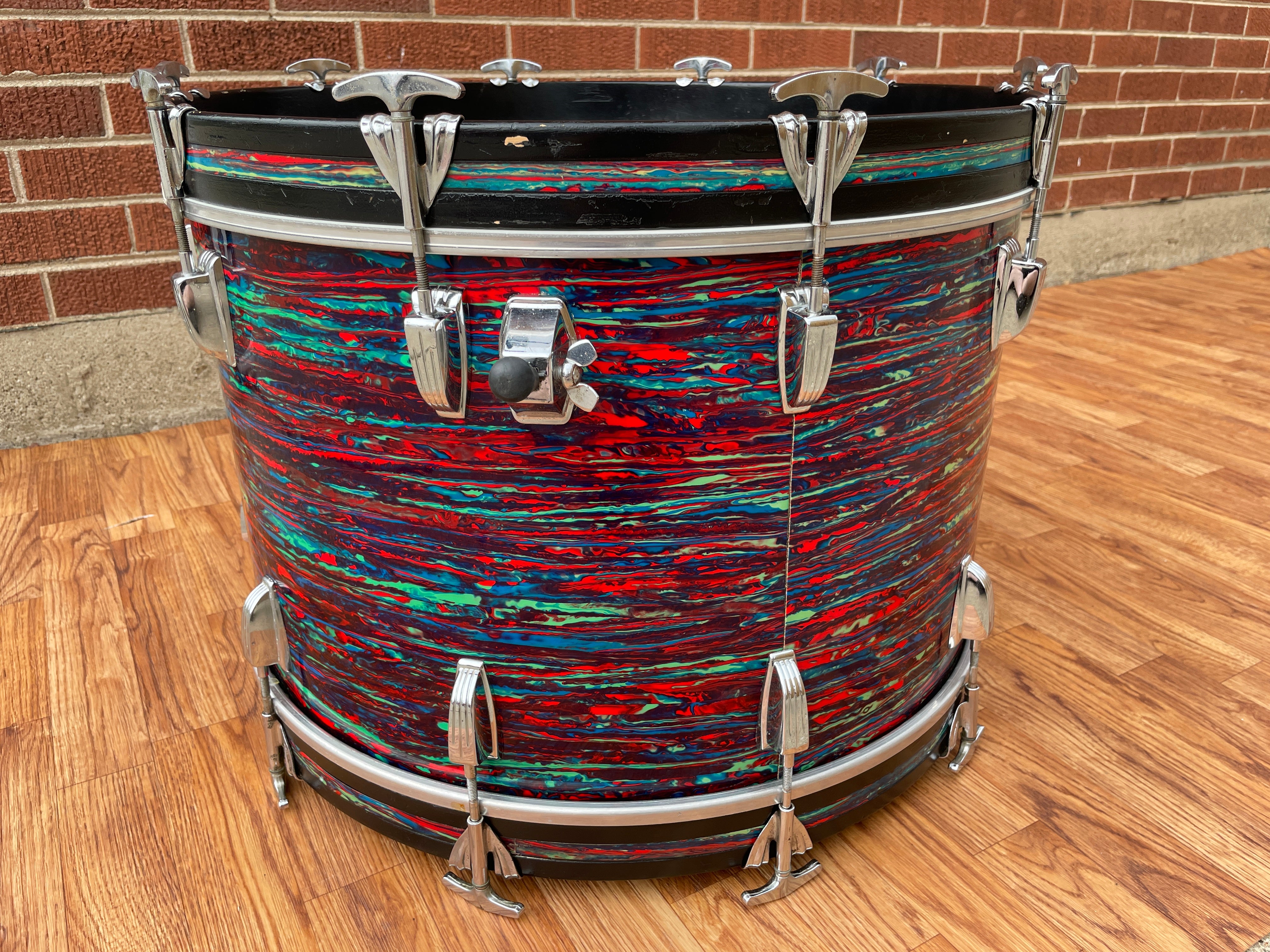 1970s Ludwig 14x22 Bass Drum Psychedelic Red – Drugan's Drums