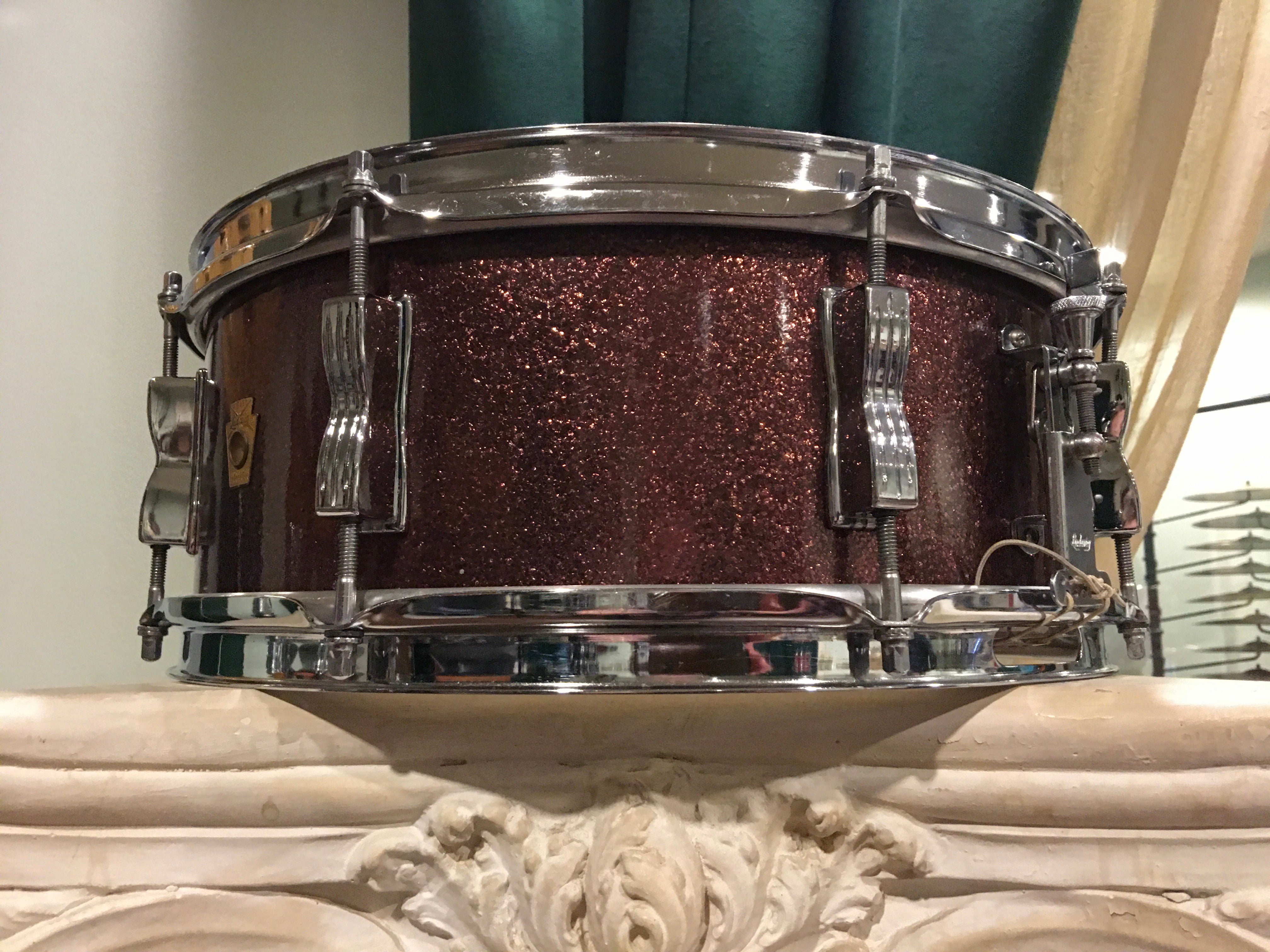 1966 Ludwig 5x14 Jazz Festival Snare Drum Burgundy Sparkle