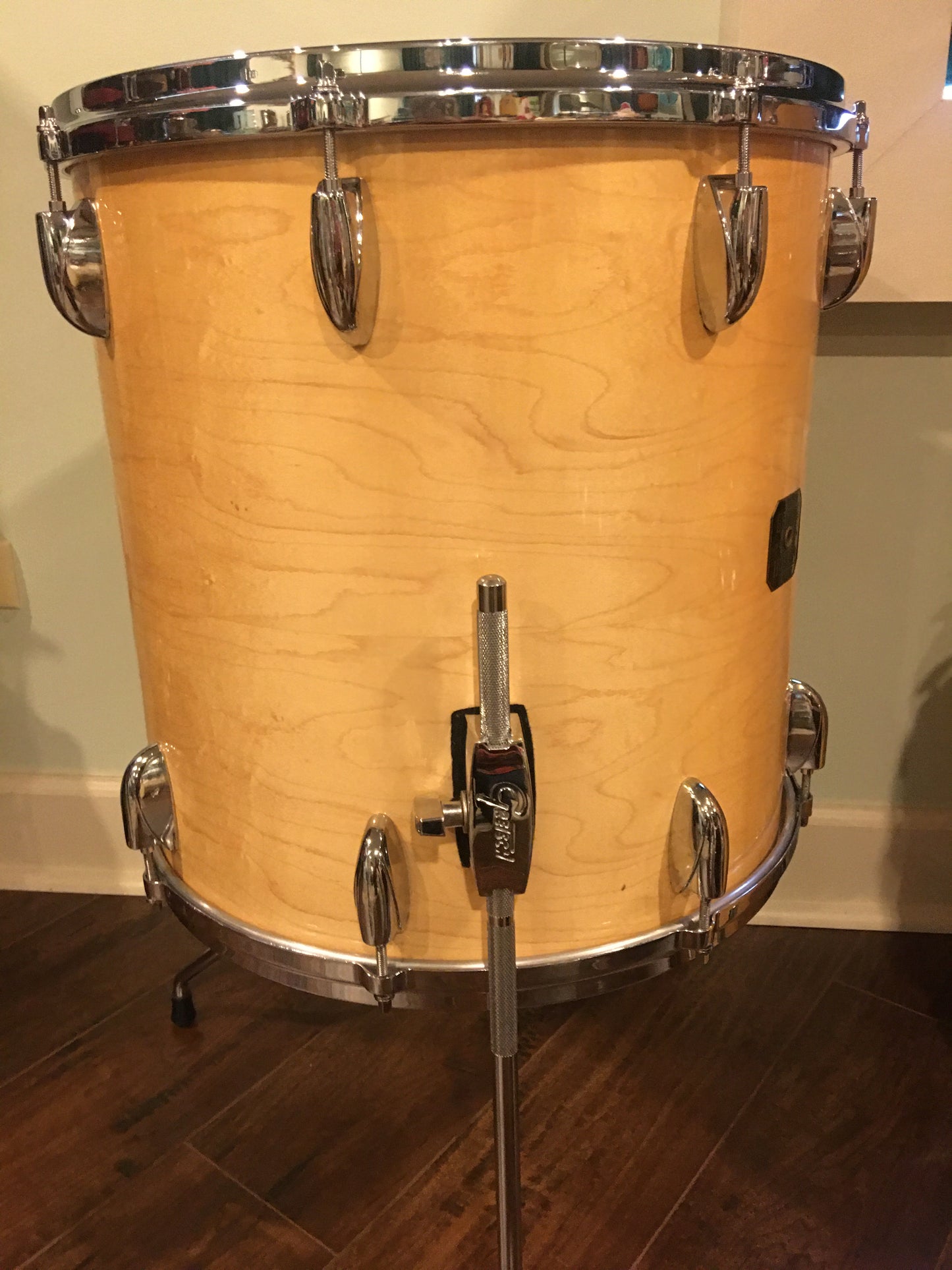 1980s Gretsch Square Badge 16X16 Floor Tom Natural Maple