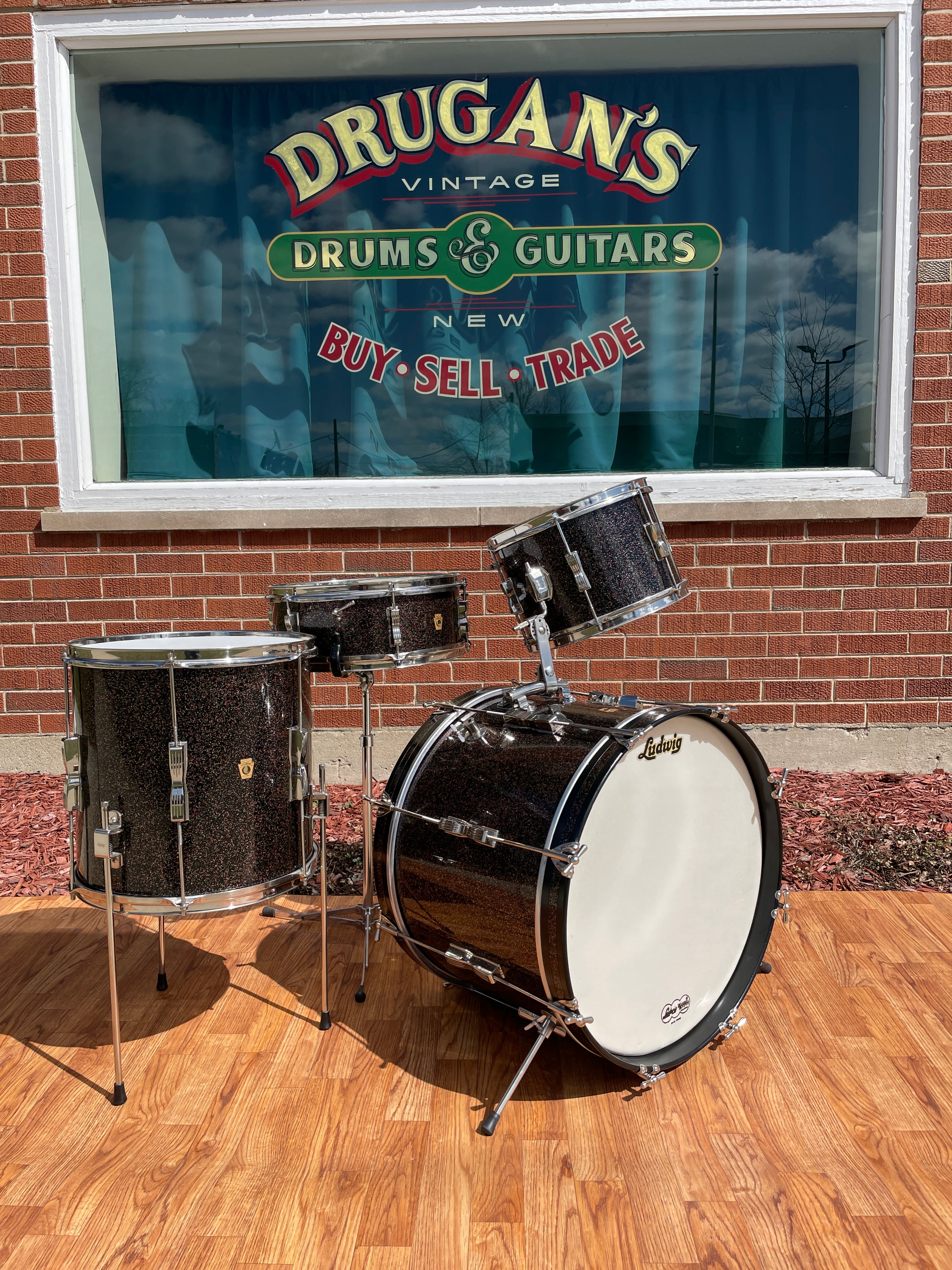 1964 Ludwig Club Date Drum Set Black Galaxy 20/12/14/5x14