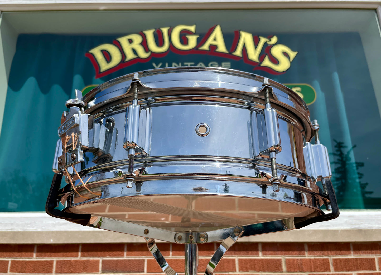 1960s Rogers 5x14 Powertone Snare Drum Chrome Over Brass Dayton