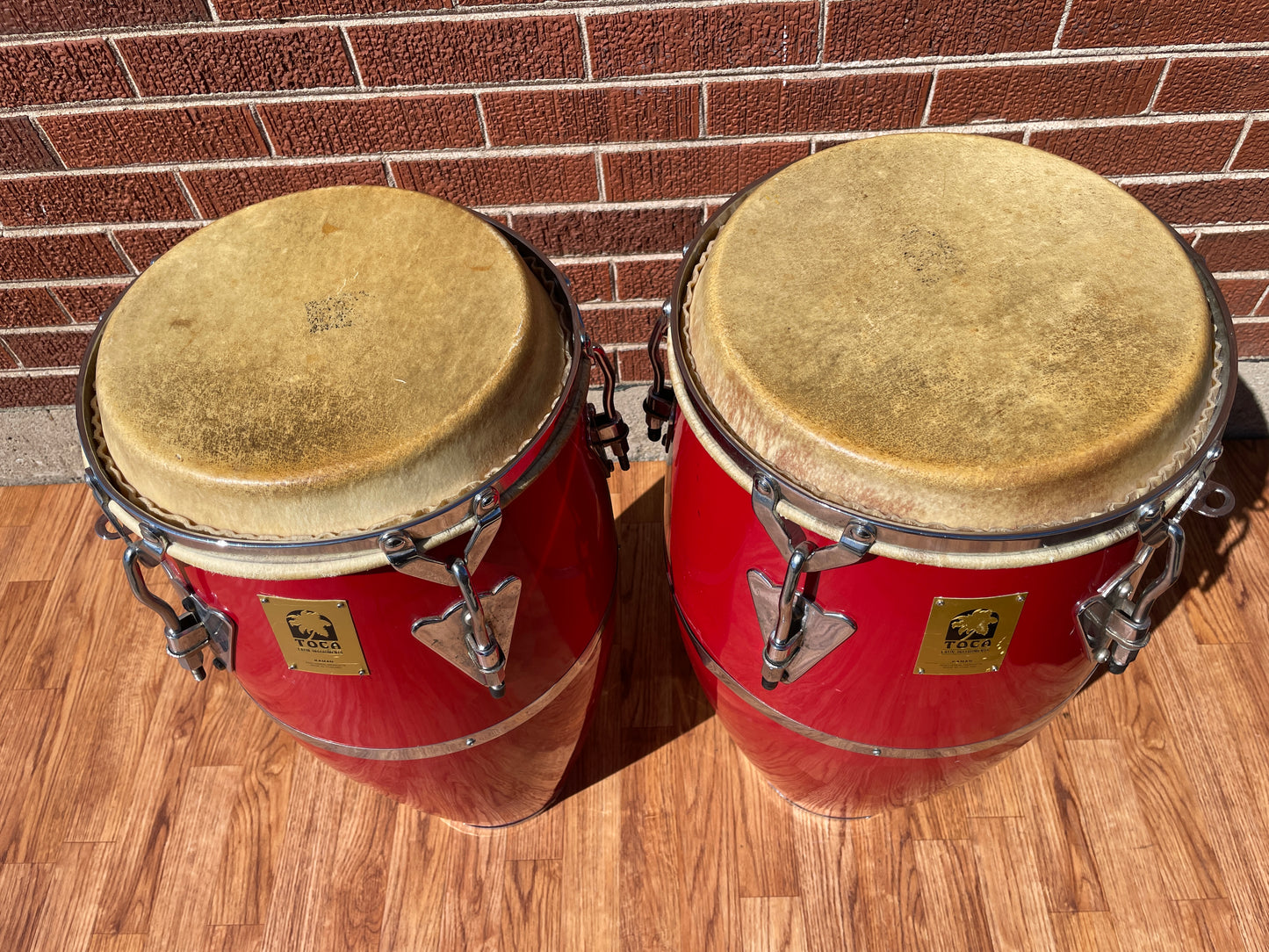 Toca Fiberglass Conga Pair 10" & 11" Red