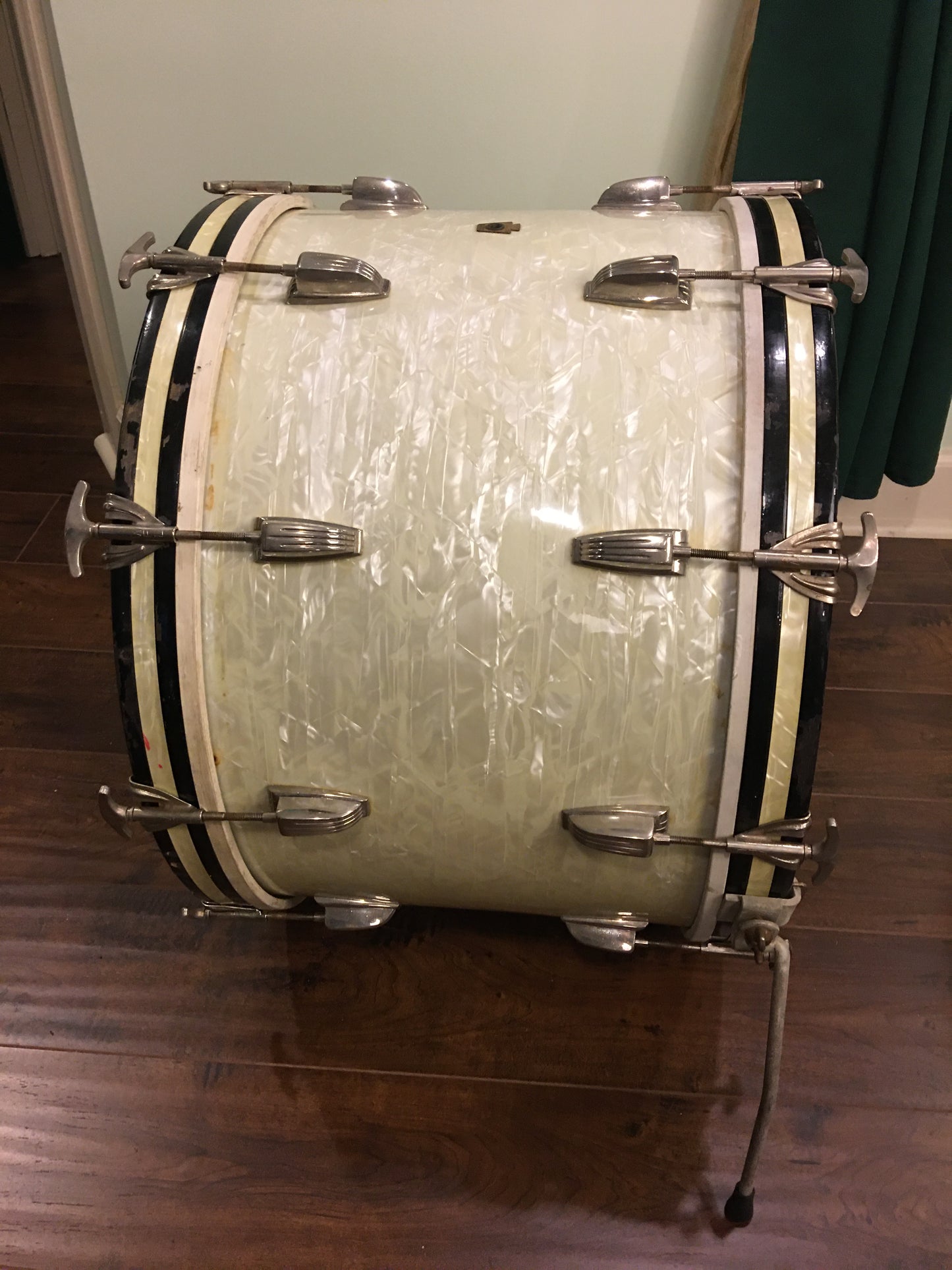 1948-52 WFL Ludwig 14x22 Virgin Bass Drum White Marine Pearl