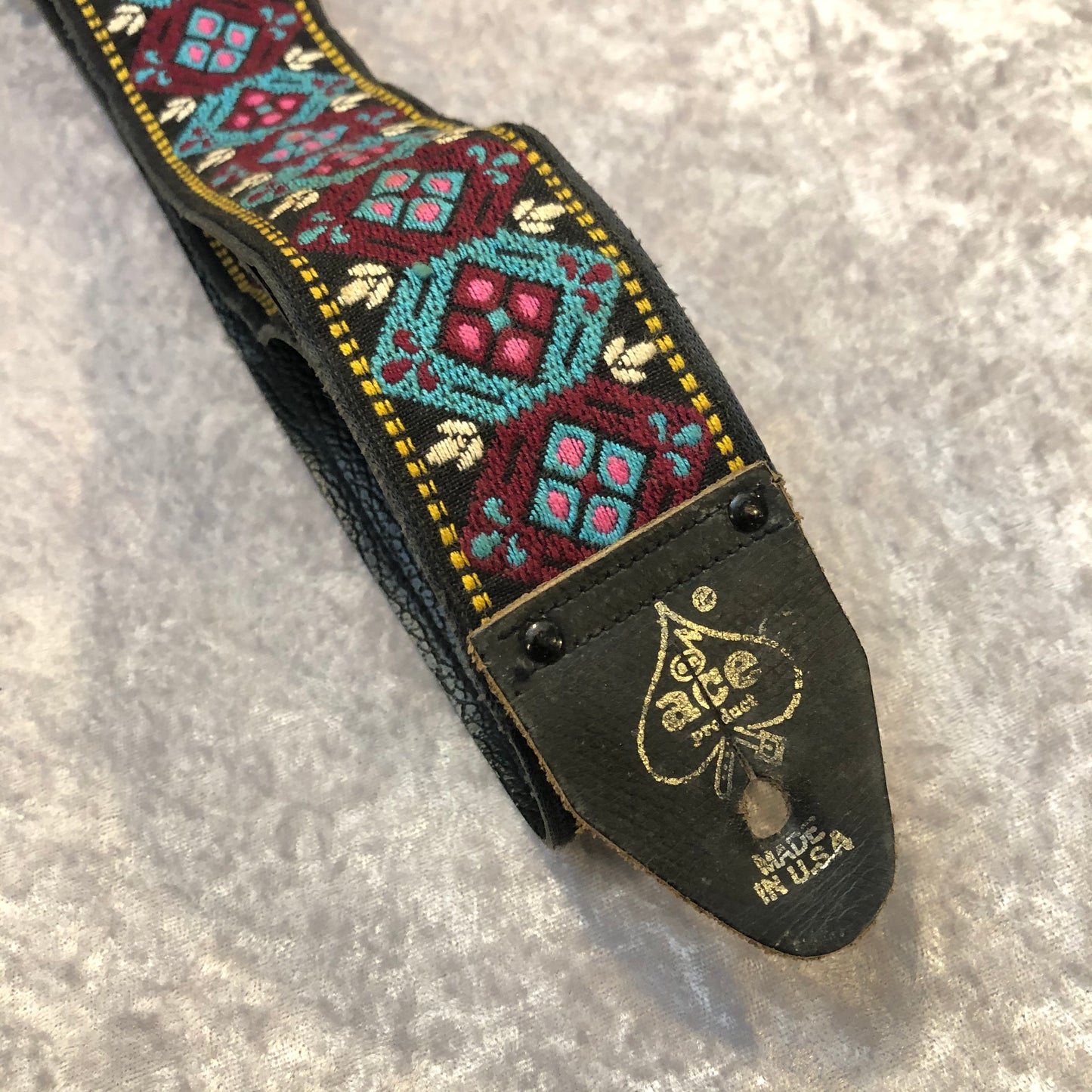 Vintage Ace Guitar Strap Purple Honeycomb