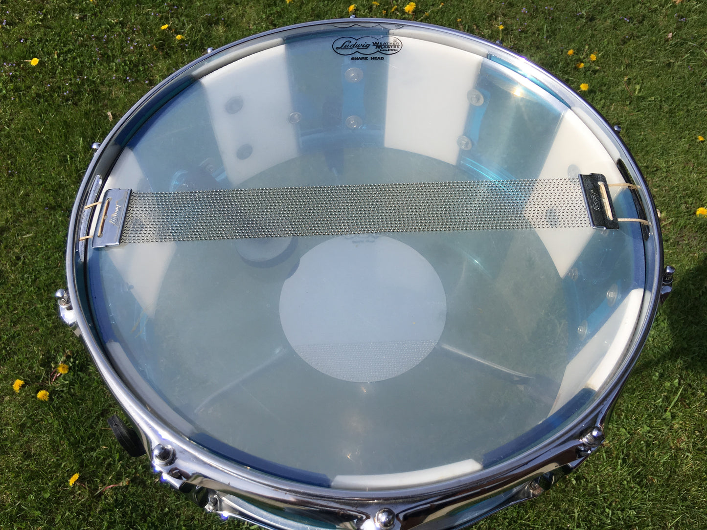 Ludwig 1970s Vistalite  5x14 Blue & White Pattern F Snare Drum