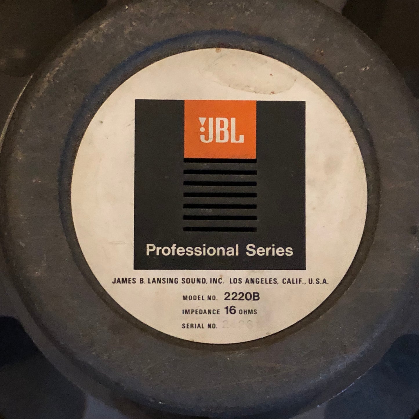 JBL Professional Series 2220B 15" Speaker 16 Ohms