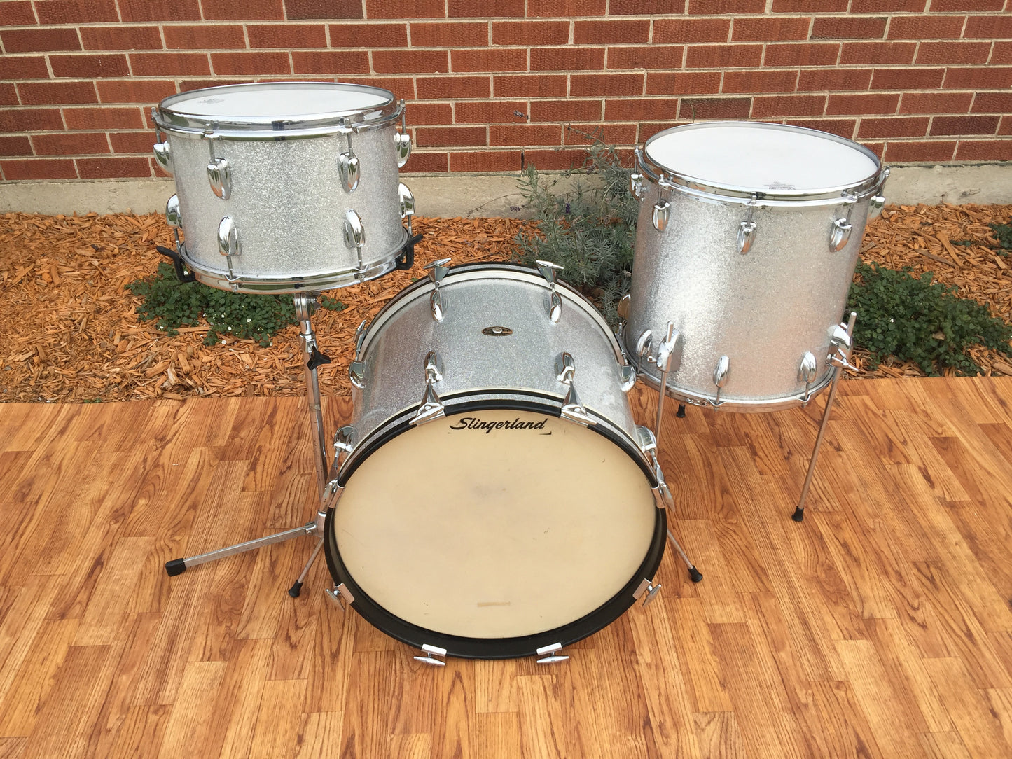 Rare 1964 Slingerland Bop Jet Set in Silver Sparkle - Nice! 18"/12"/14"