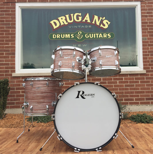 Amazing Rogers Pink Strata Drum Set 24"/13"/14"/18"