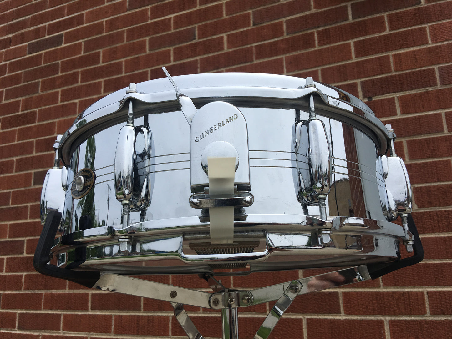 1960s Slingerland 5x14 Gene Krupa 8 Lug Sound King Snare Drum Chrome Over Brass 227XXX