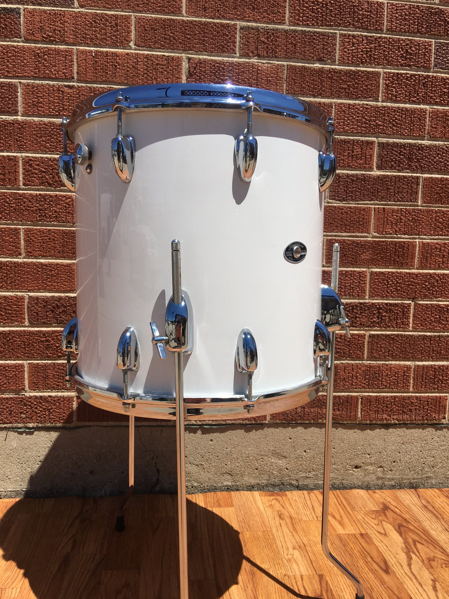 1970s Slingerland 14"X14" Bop Floor Tom White Gloss Pearl 3 Ply CLEAN !