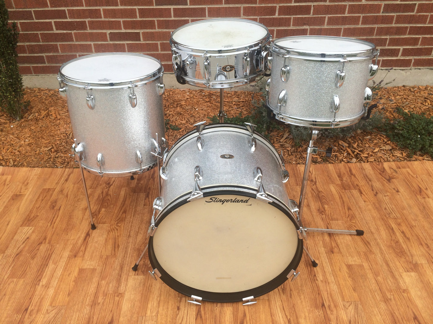 Rare 1964 Slingerland Bop Jet Set in Silver Sparkle - Nice! 18"/12"/14"