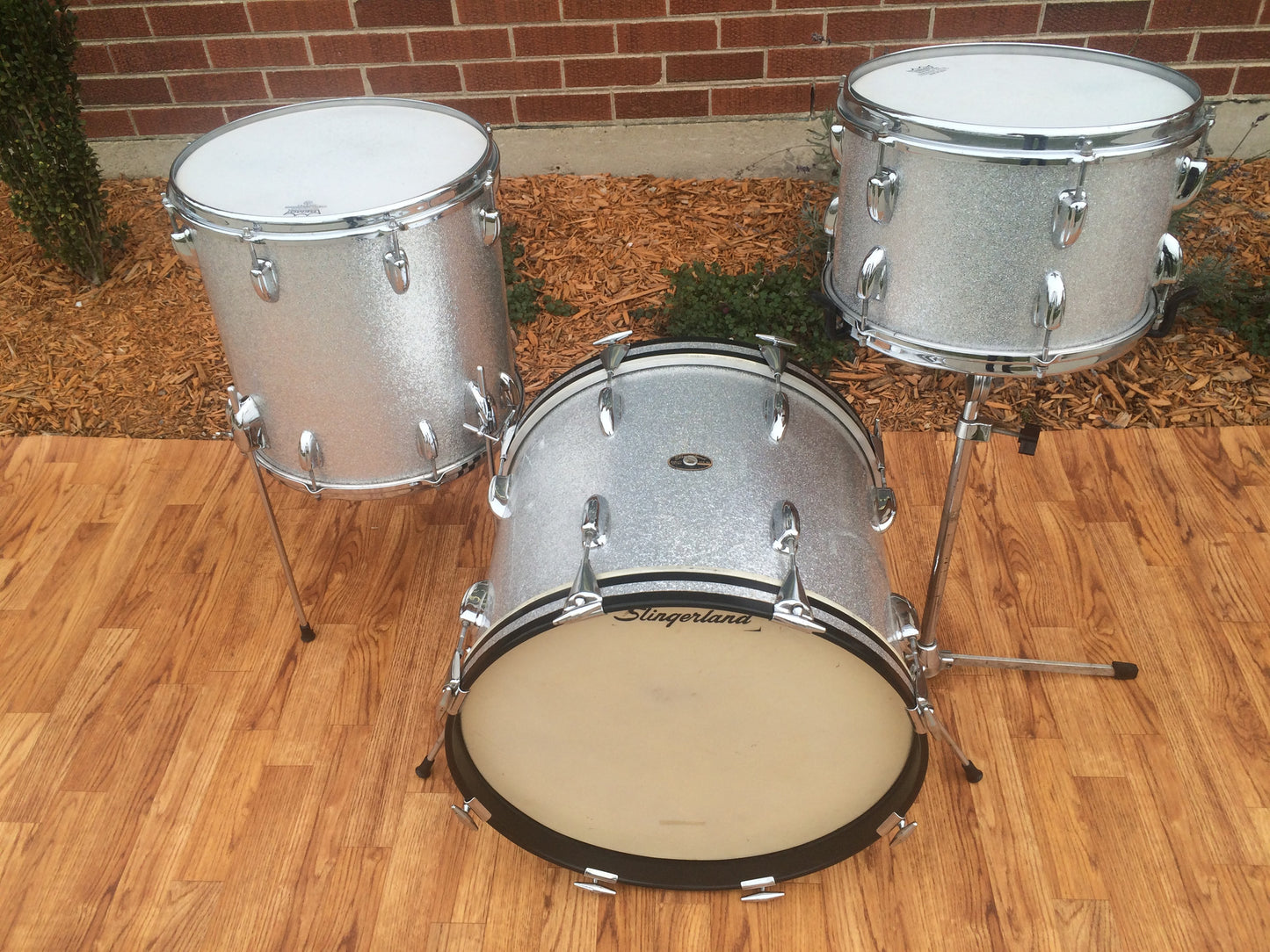 Rare 1964 Slingerland Bop Jet Set in Silver Sparkle - Nice! 18"/12"/14"