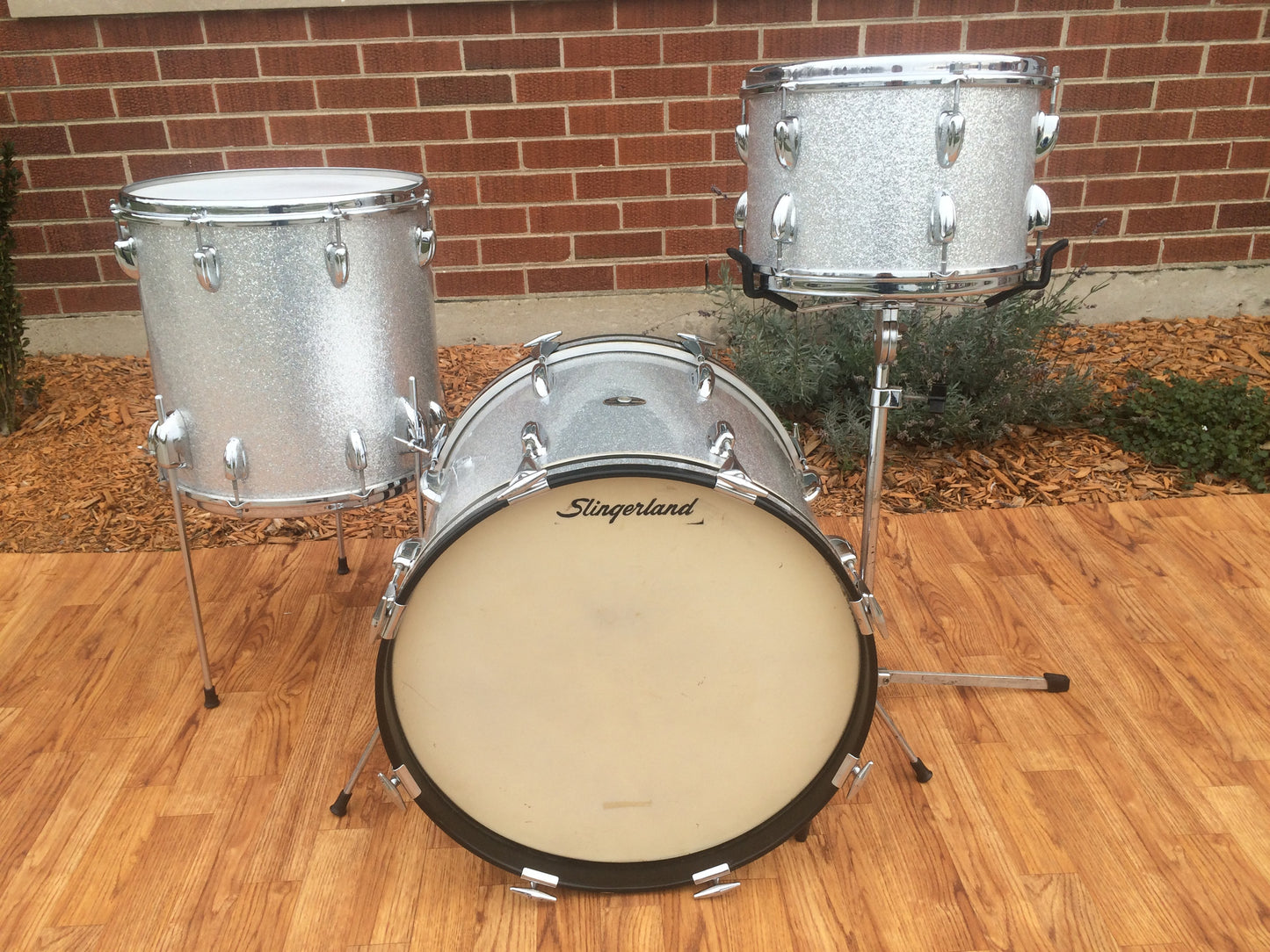 Rare 1964 Slingerland Bop Jet Set in Silver Sparkle - Nice! 18"/12"/14"