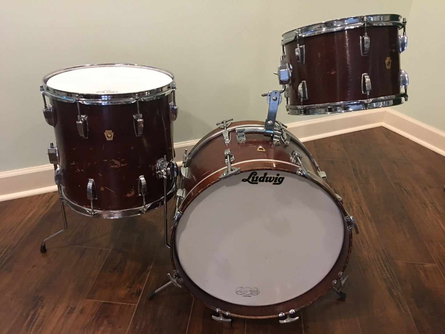 1967 Ludwig Jazzette Keystone Bop Set - Walnut Stain 12x18/12/14