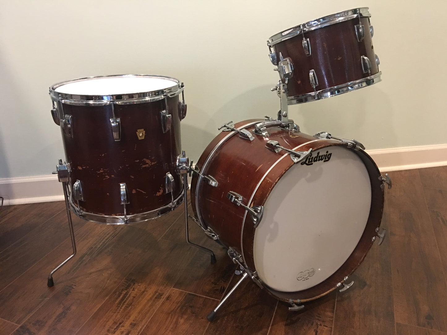 1967 Ludwig Jazzette Keystone Bop Set - Walnut Stain 12x18/12/14